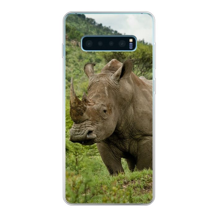 MuchoWow Handyhülle Nashorn - Gras - Pflanzen Phone Case Handyhülle Samsung Galaxy S10 Lite Silikon Schutzhülle