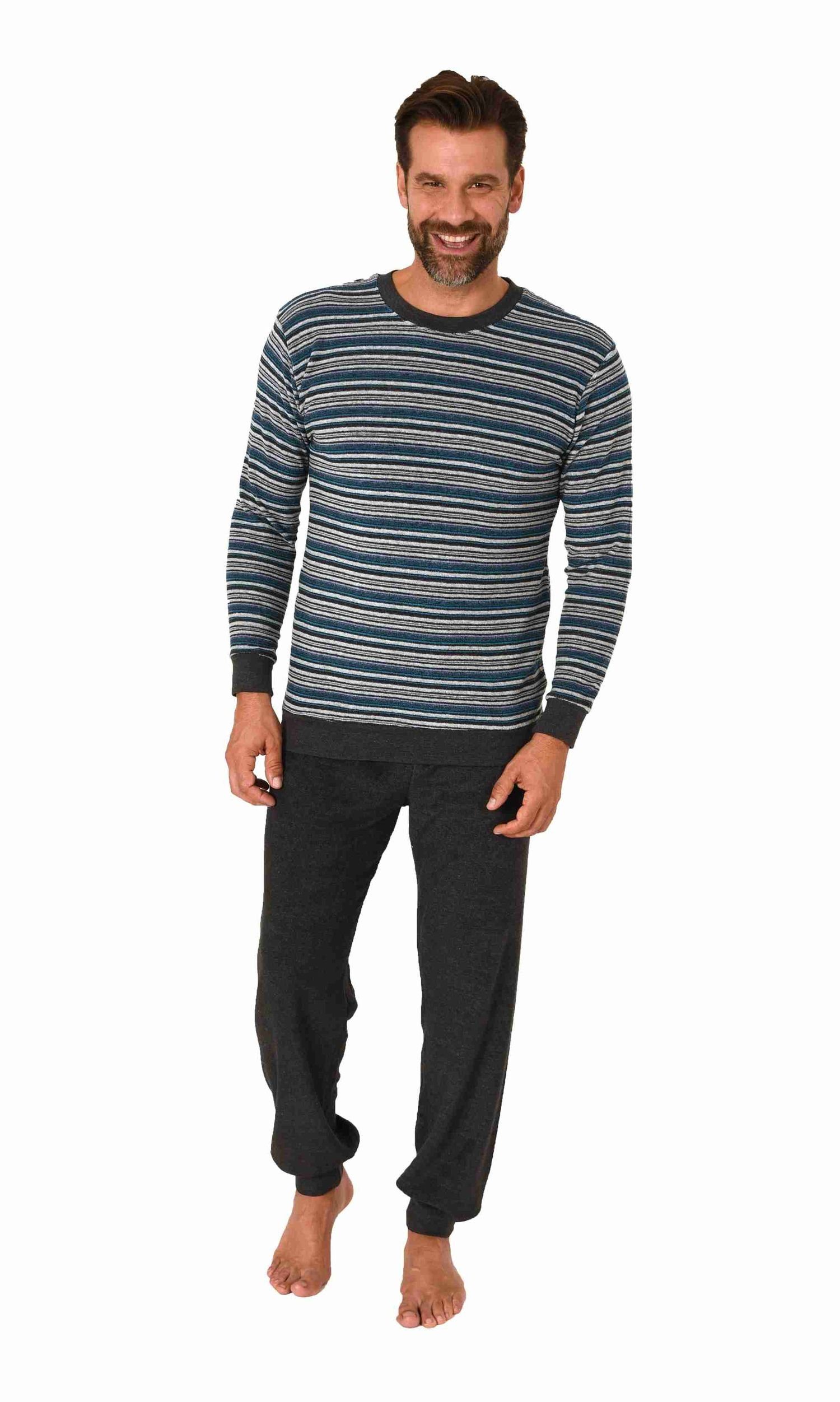 Normann Pyjama Herren langarm Frottee Schlafanzug mit Bündchen - auch in Üb günstig online kaufen