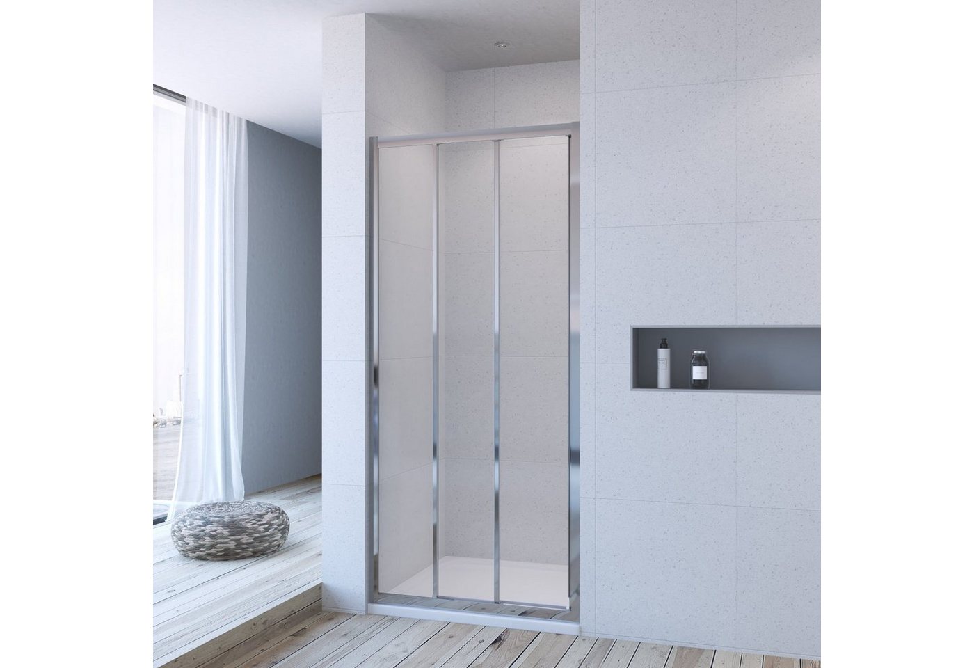 Thumbnail - AQUABATOS Dusch-Drehtür Duschtür Nische 90cm Duschwand Glas Nischentür Dusche Drehtür, Einscheiben-Sicherheitsglas (ESG)...