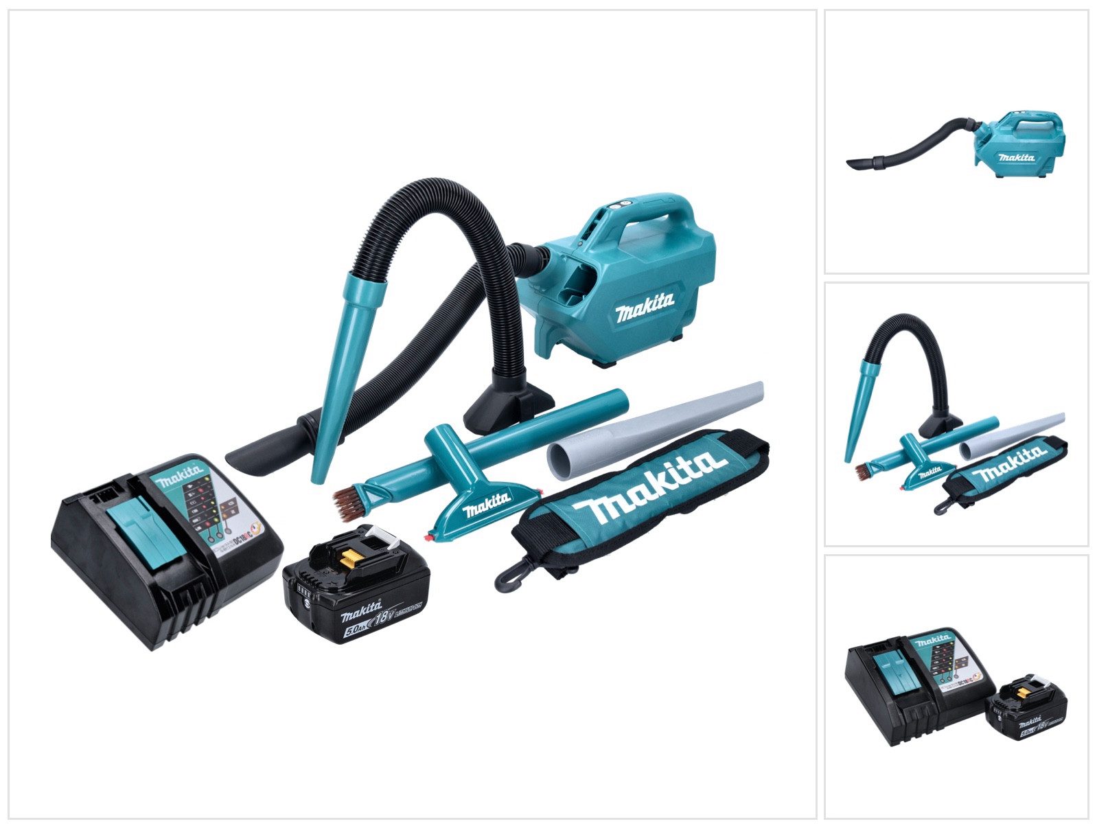Makita Akku-Handstaubsauger DCL 184 RT1 Akku Staubsauger 18 V 54 mbar 0,5 l + 1x Akku 5,0 Ah