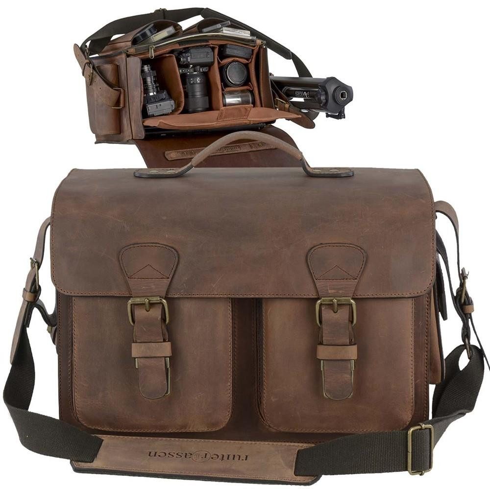 Ruitertassen Fototasche Camerabags, dickes Sattelleder, Kameratasche, für DSLR, mit Notebookfach