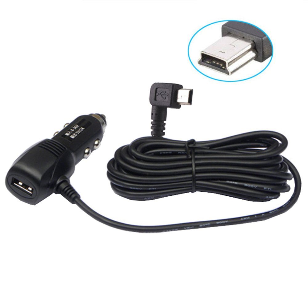 G63C 3,5m KFZ Auto Ladegerät Adapter Kabel USB + mini USB 5pin GPS Autoladekabel
