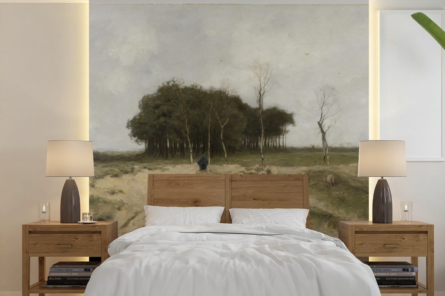 MuchoWow Fototapete Heide bei Laren - Gemälde von Anton Mauve, Matt, bedruckt, (5 St), Vinyl Tapete für Wohnzimmer oder Schlafzimmer, Wandtapete