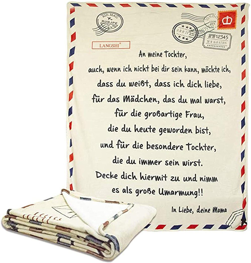 Kinderbettdecke, Flanell-Briefdecke An Meine Tochter/Sohn,Weiche Fleecedecke,Brief Gedruckt Decken,Briefdecke, Positiv Ermutigen Decke,Geschenke Für Kinder an Weihnachten Geburtstag, XDeer, Flanell Briefdecke weiche Flanelldecke