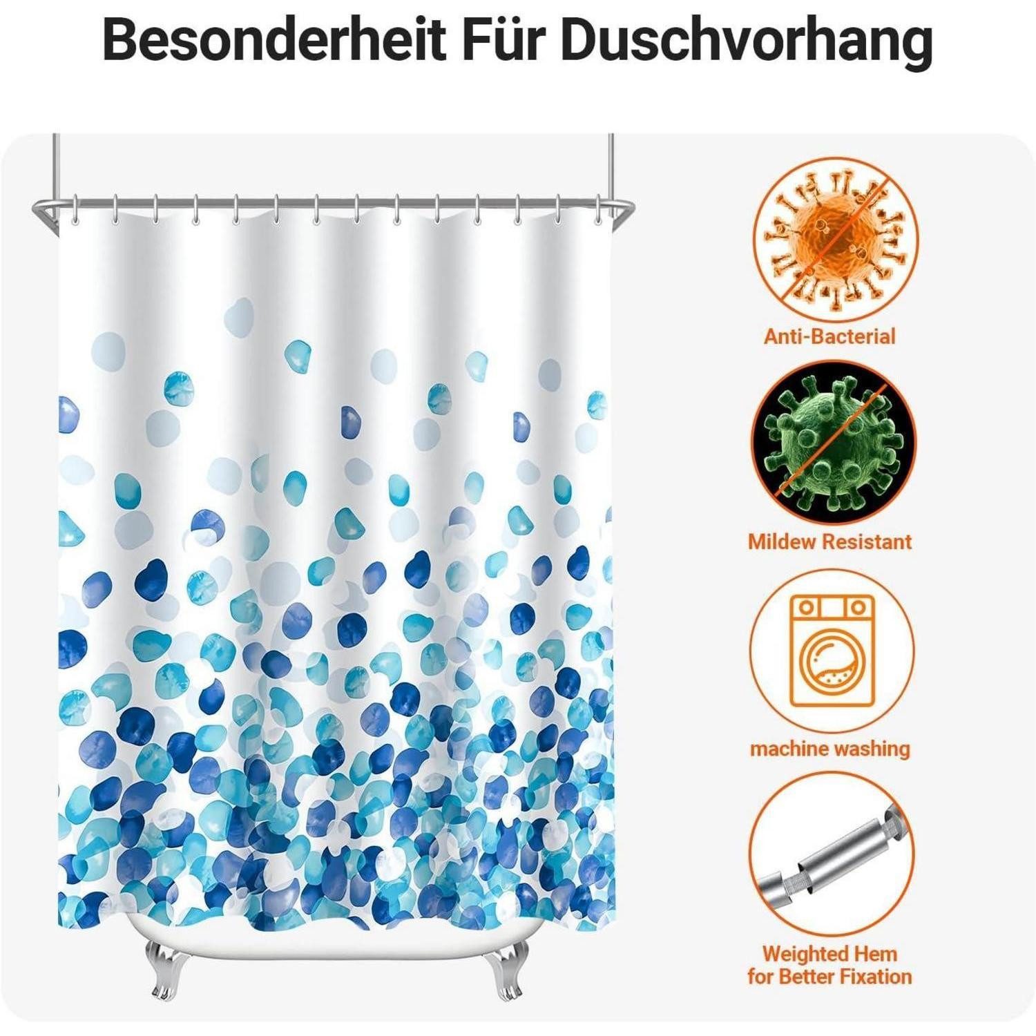 LuxusKollektion Duschvorhang Duschvorhang Blaue Blütenblätter 120x200cm