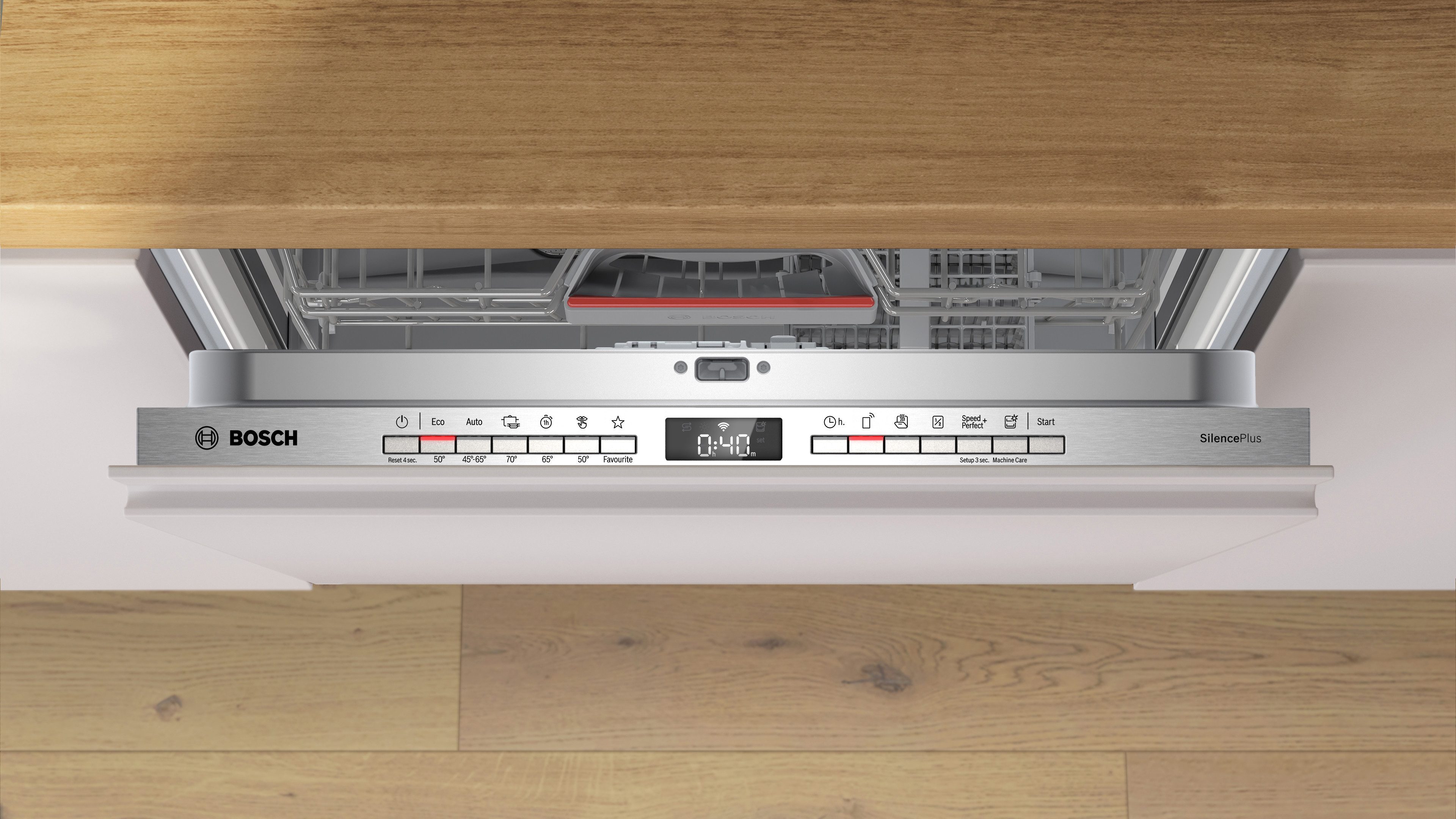 BOSCH vollintegrierbarer Geschirrspüler Serie 4 SMV4ETX08E, 13 Maßgedecke, Automatische Türöffnung für Effizienz, infoLight, 3-fach Rack Matic