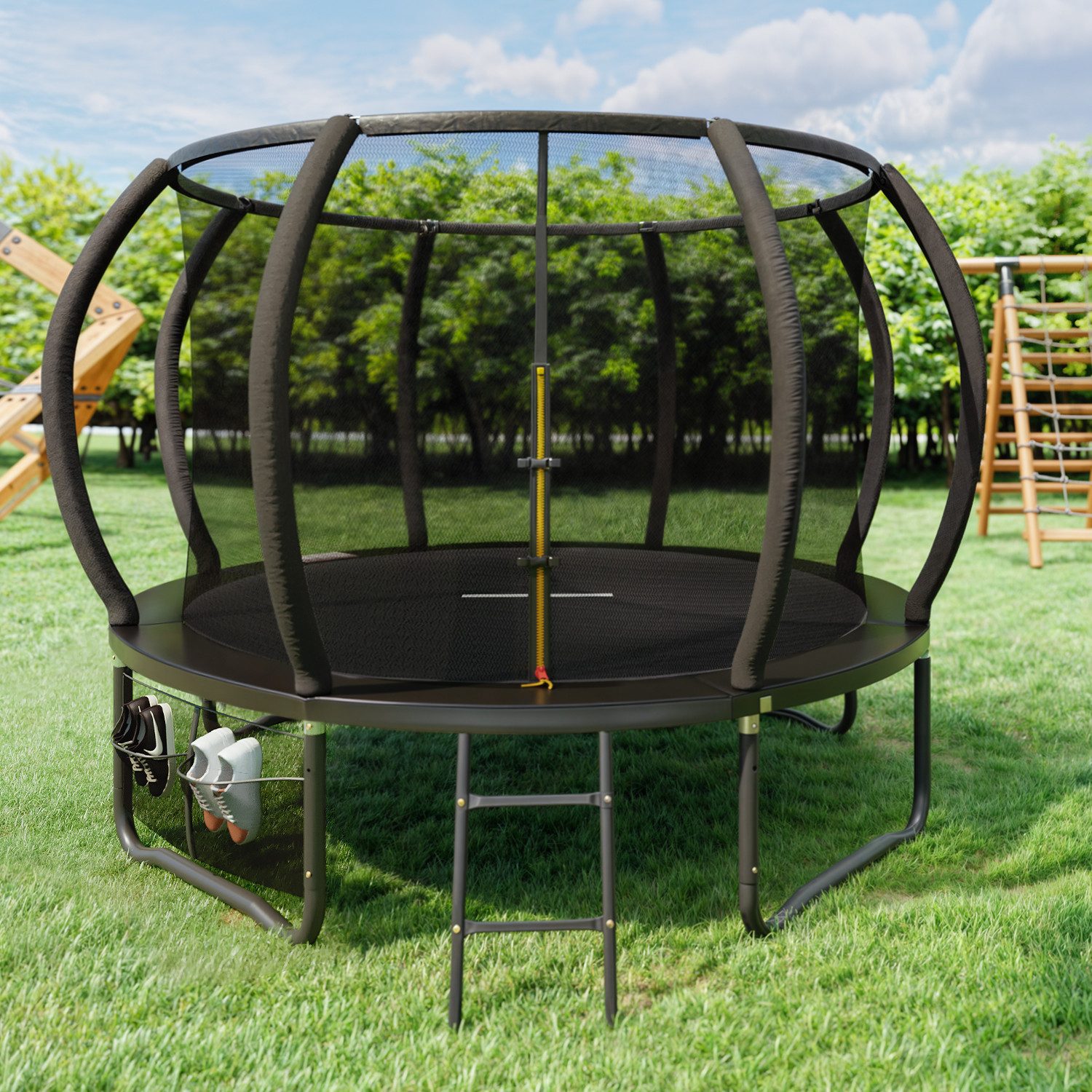Gartentrampolin trampolin 305/366cm, Kindertrampolin mit Sicherheitsnetz und Geländer
