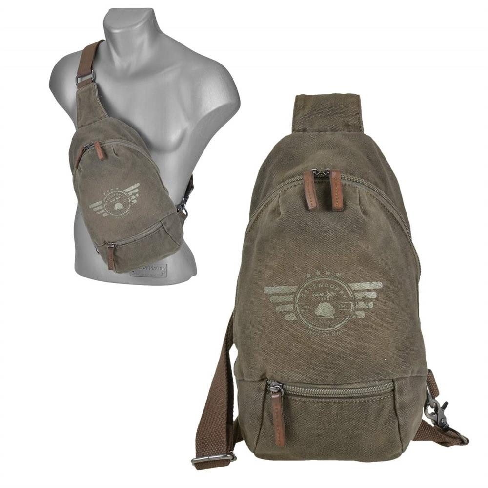 Greenburry Tagesrucksack Aviator, Bodybag, Rucksack, DayPack, BackPack, Canvas, Leder