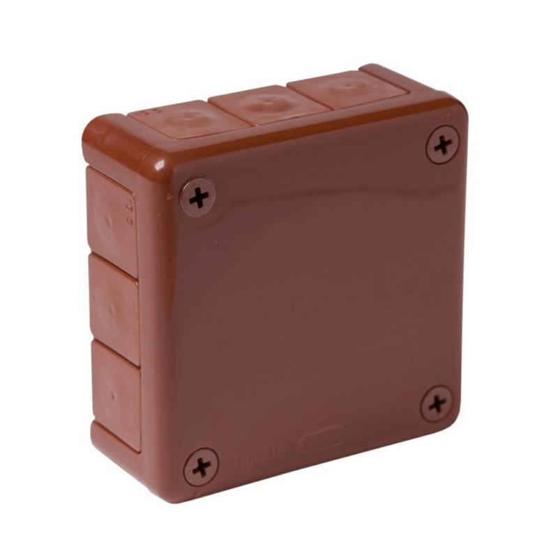 ViPlast Kabelbox Abzweigkasten Aufputz-Feuchtraum 041-02 Gummi Verschraubung gewindelos Abzweigdose braun 98x98x42 mm ViPlast