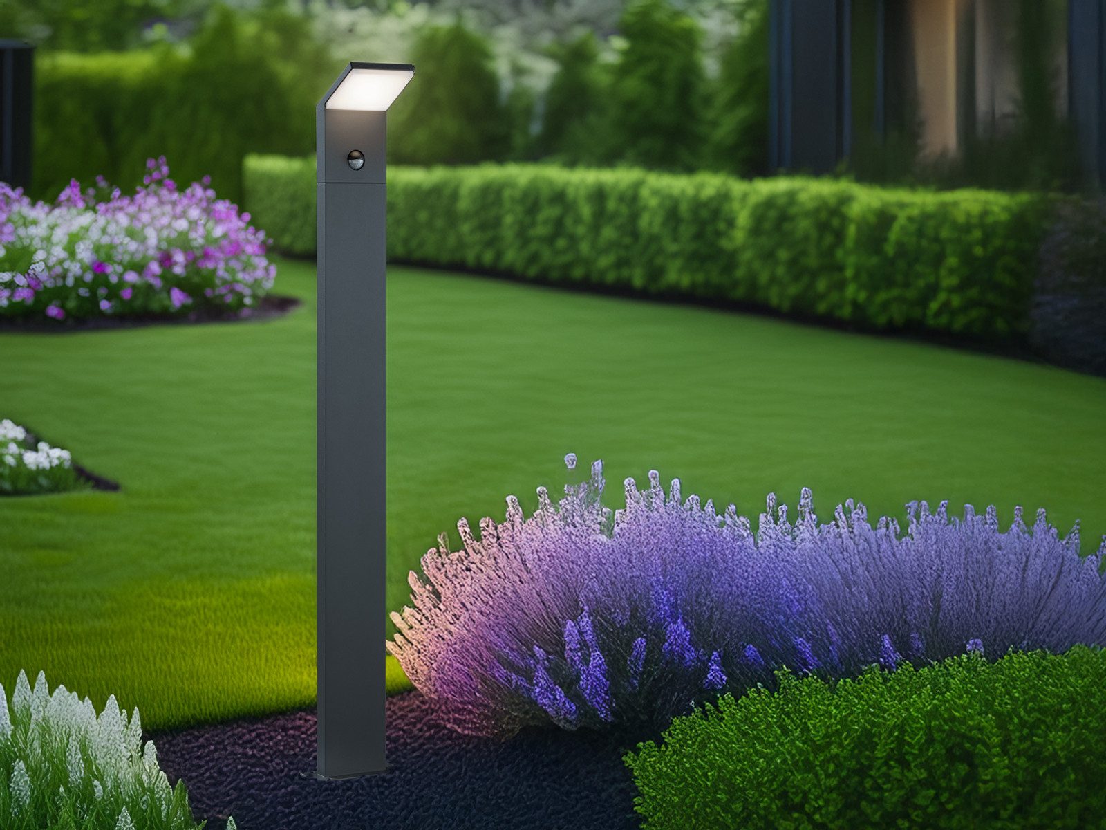 TRIO Leuchten LED Pollerleuchte, Bewegungsmelder, LED fest integriert, Warmweiß, Außen Garten-Wegbeleuchtung mit Strom aus Aluminium, Höhe 100cm