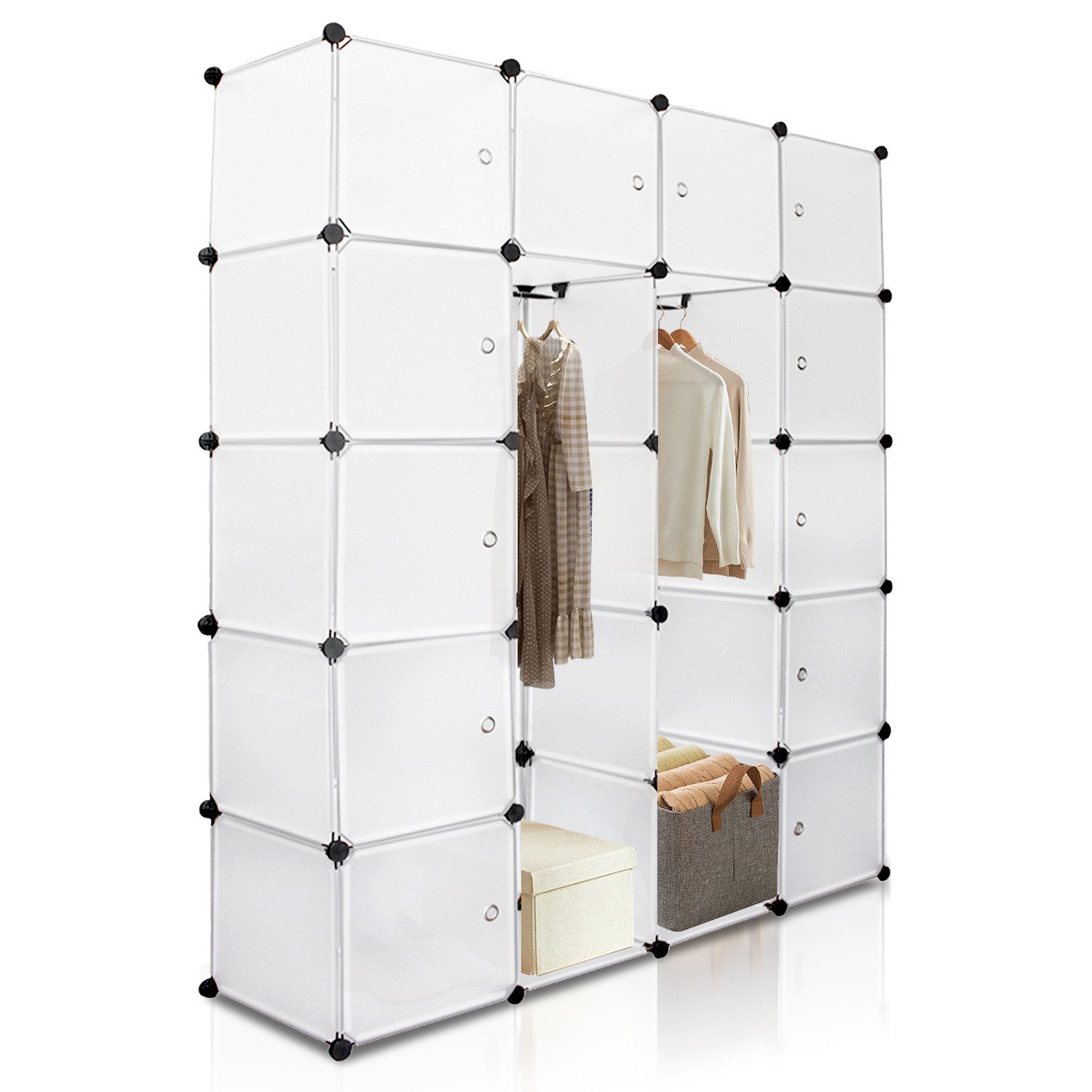 Clanmacy Kleiderschrank DIY Kombischrank Tragbarer Regalsystem günstig online kaufen
