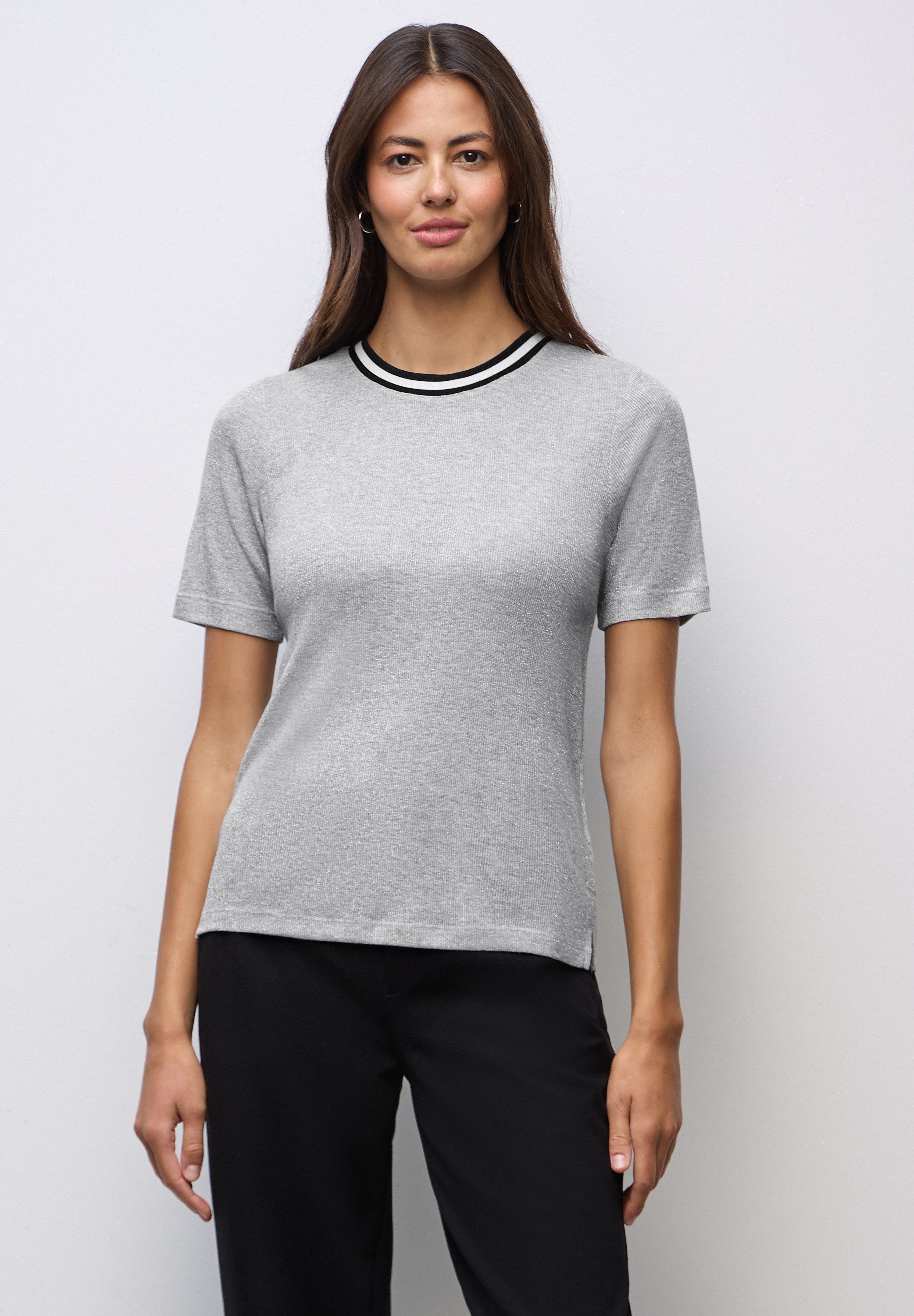 Street One Damen Kurzarmshirt Mit Glitzer - Lässiges Top Mit Pailletten Für Partys & Feiern