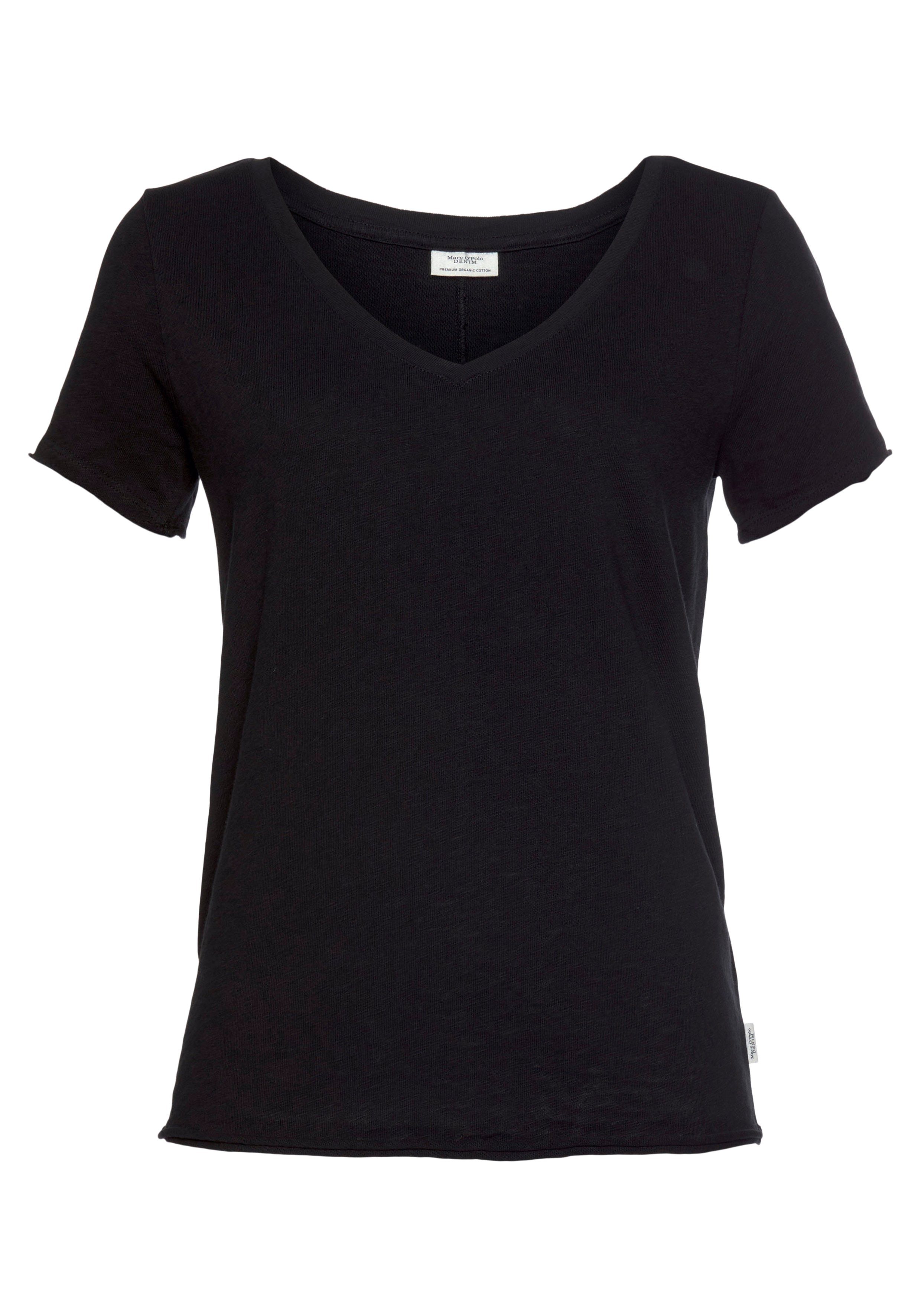 Marc O'Polo DENIM T-Shirt mit abgerundetem V-Neck