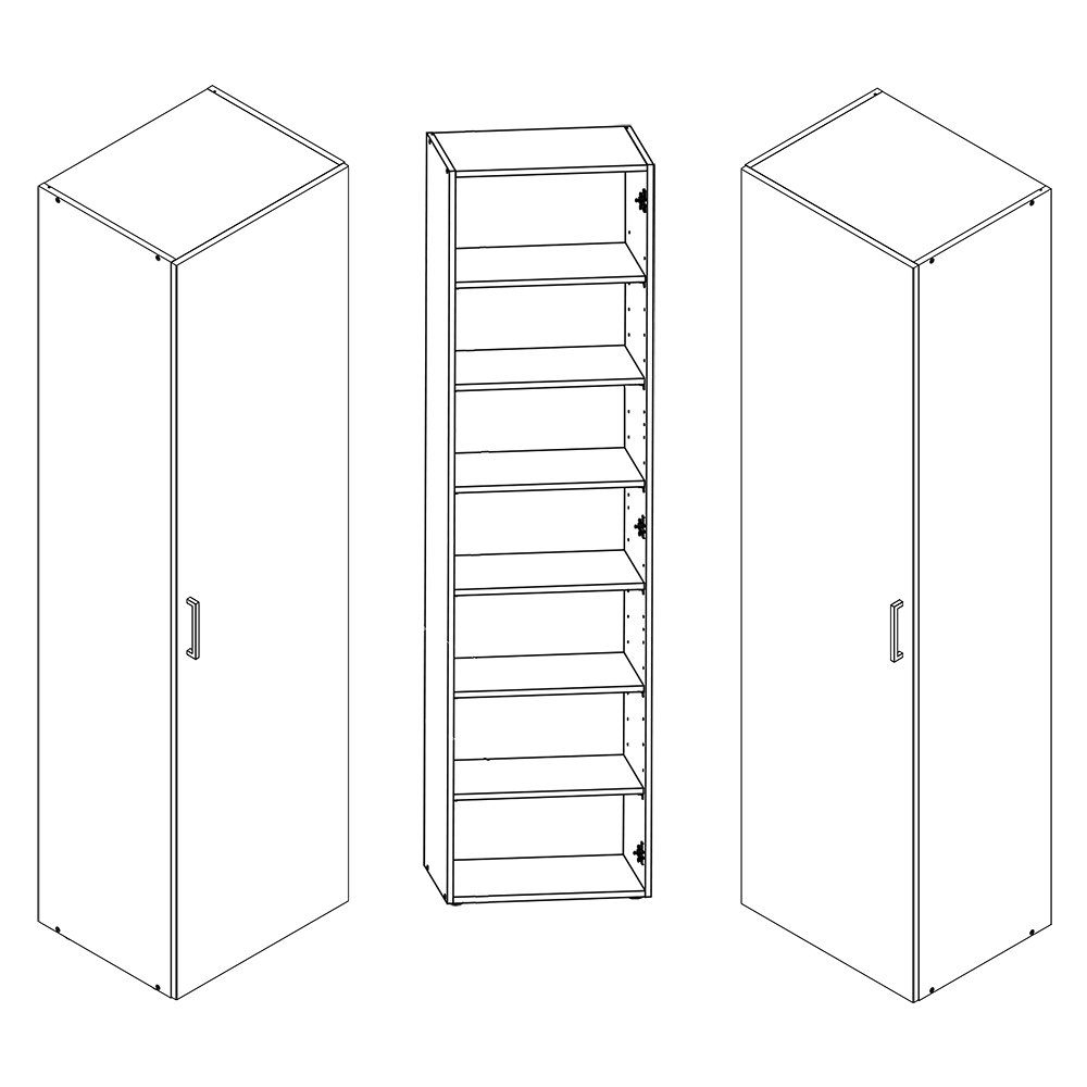 Lomadox Stauraumschrank MIAMI-43 6 40/185/40 ca. weiß, Einlegeböden, cm