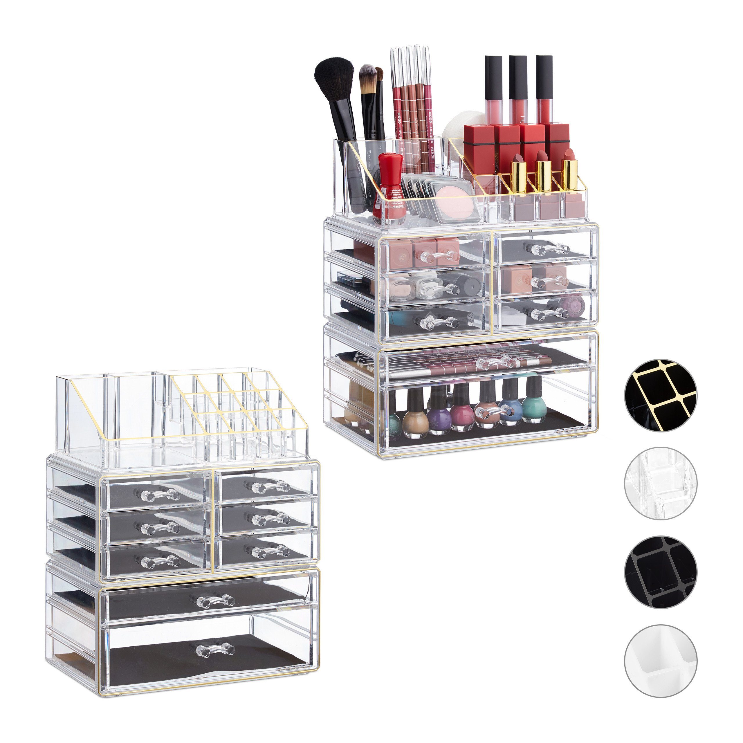 Make-Up Organizer 2 x Make Up Organizer transparent/gold