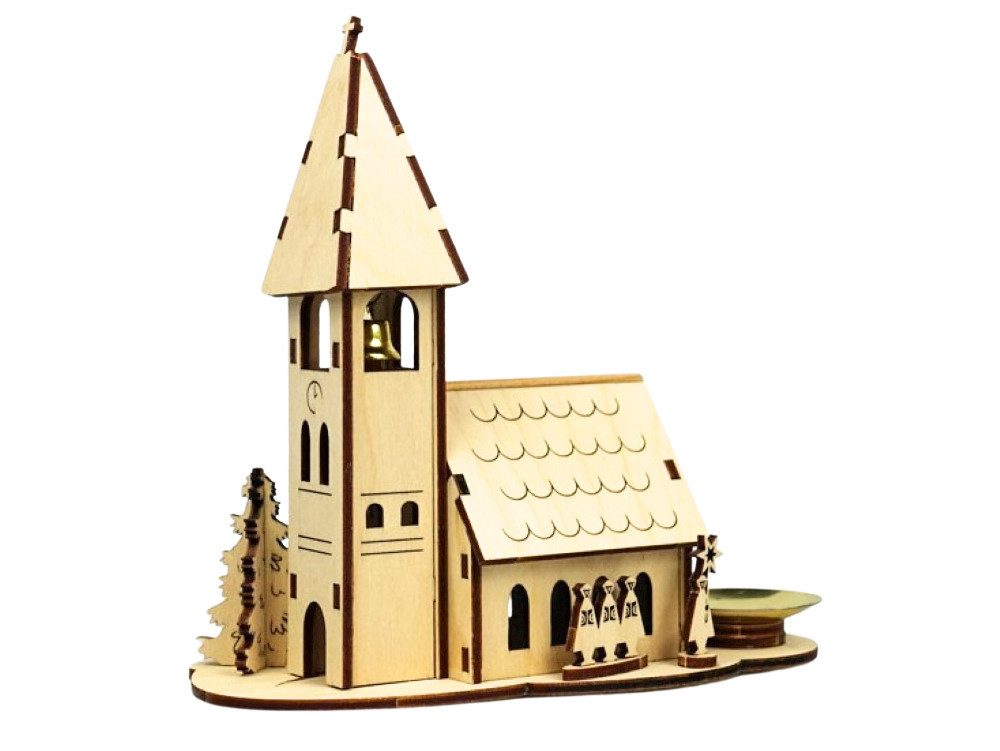 DeColibri Kreativset Bastelset Basteln Weihnachten Holz Kirche - Holzkunst aus Sachsen, (Bastelset), Made in Germany, aus Holz, bemalbar