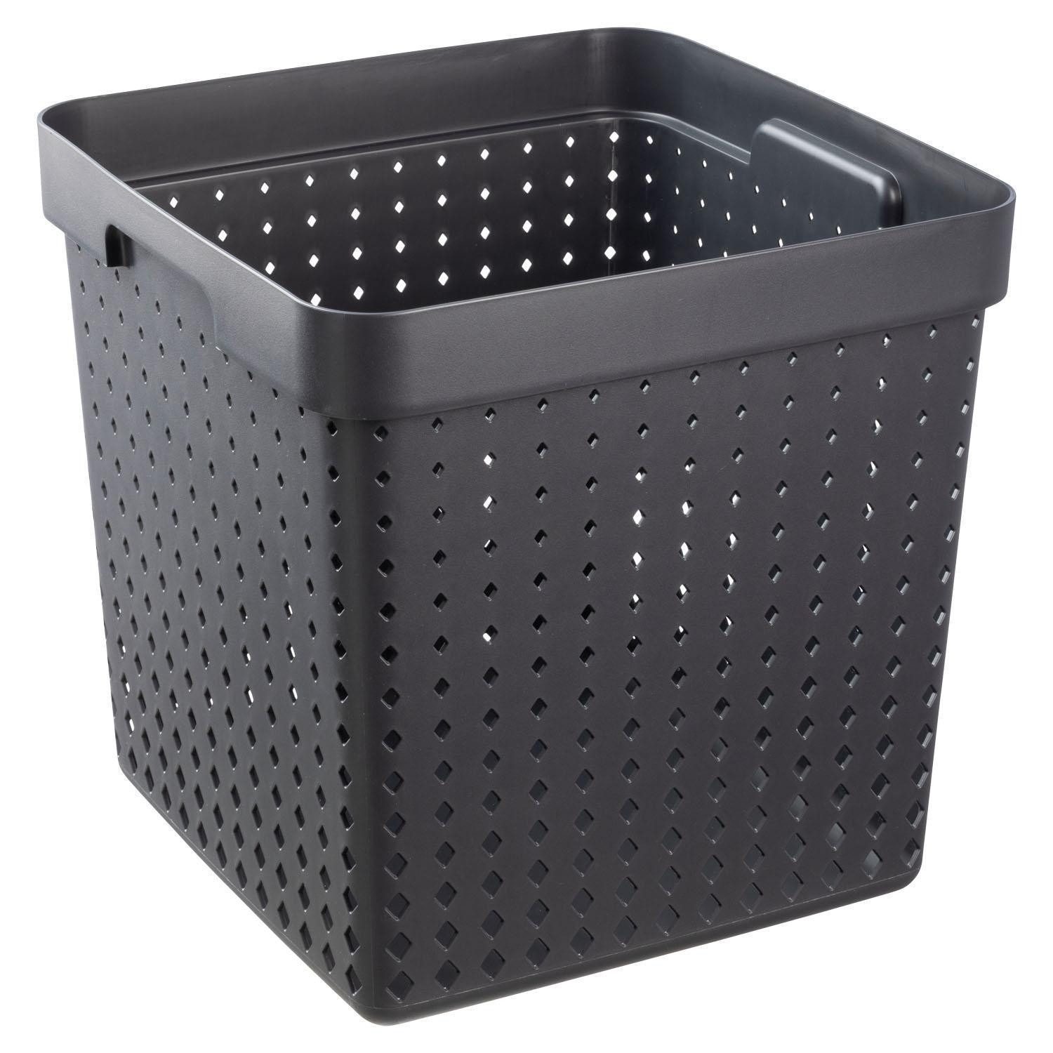 Plast Team Aufbewahrungsbox SEOUL, B 29,6 x H 29,6 cm, Schwarz, Kunststoff, Stapelbar, mit Diamantlochung
