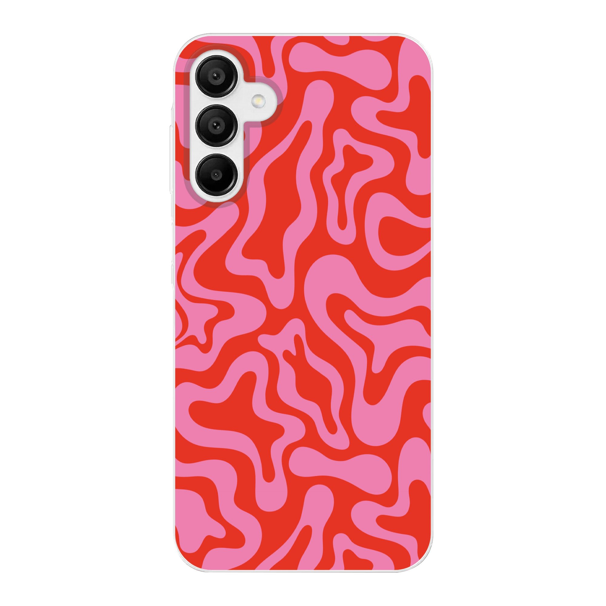 MuchoWow Handyhülle für Samsung Galaxy A15 Abstrakt - Muster - Rot - Rosa - Minimalistisch, Smartphone-Bumper, Print, Handy Schutzhülle Dünn