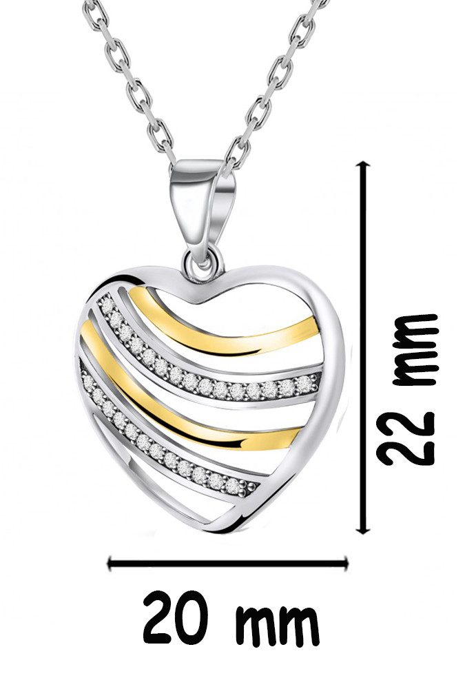 Limana Herzkette Bicolor Schmuck Damen Kette mit Herz Anhänger 925 Silber vergoldet (für Frauen Ehefrau Mutter Freundin inkl. Dose), Weihnachten Valentinstag Muttertag Geburtstag Jahrestag Hochzeitstag