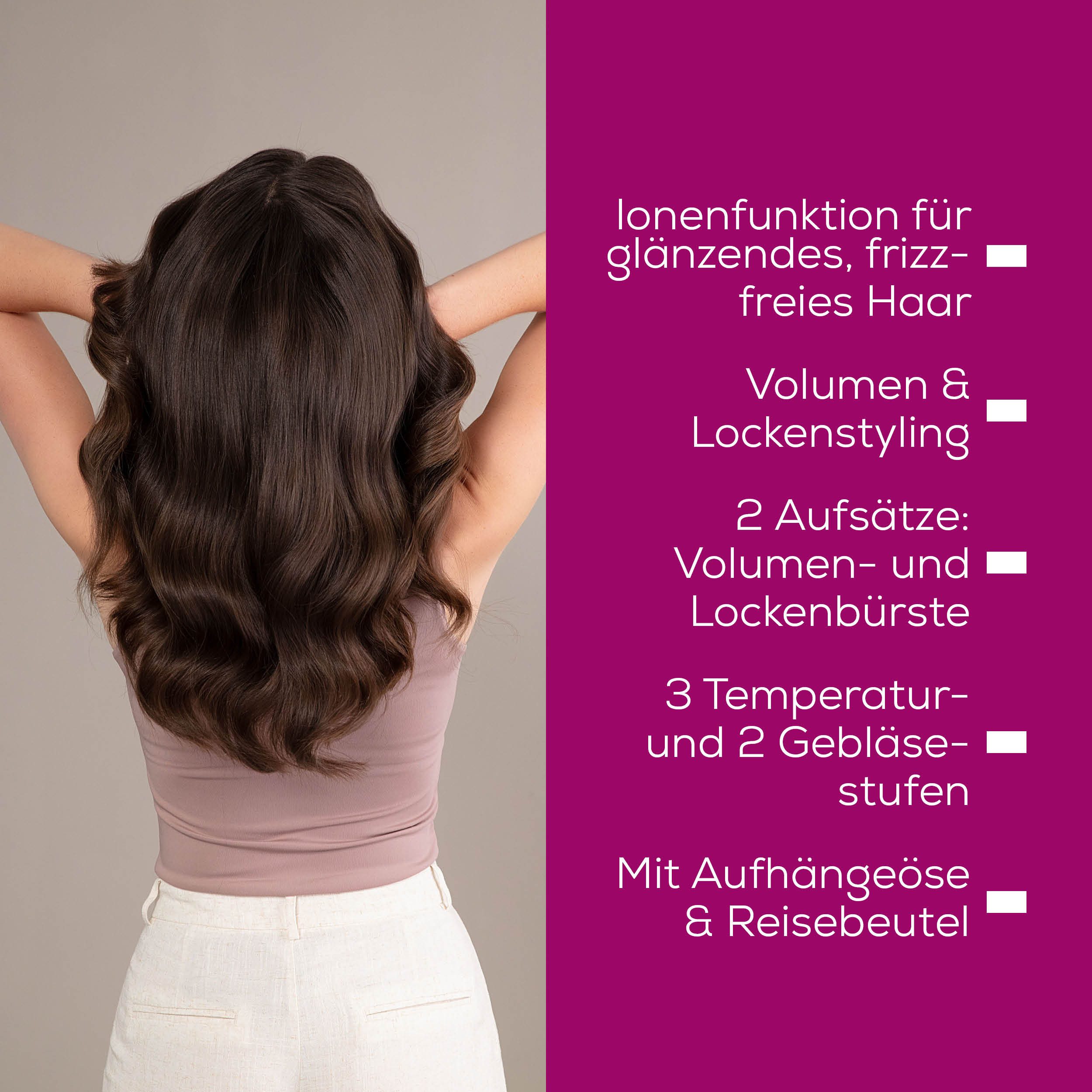 BEURER Warmluftbürste HT 85 rotierend, mit integrierter Ionenfunktion, Einfaches Styling in Sekunden dank automatischer Rotation