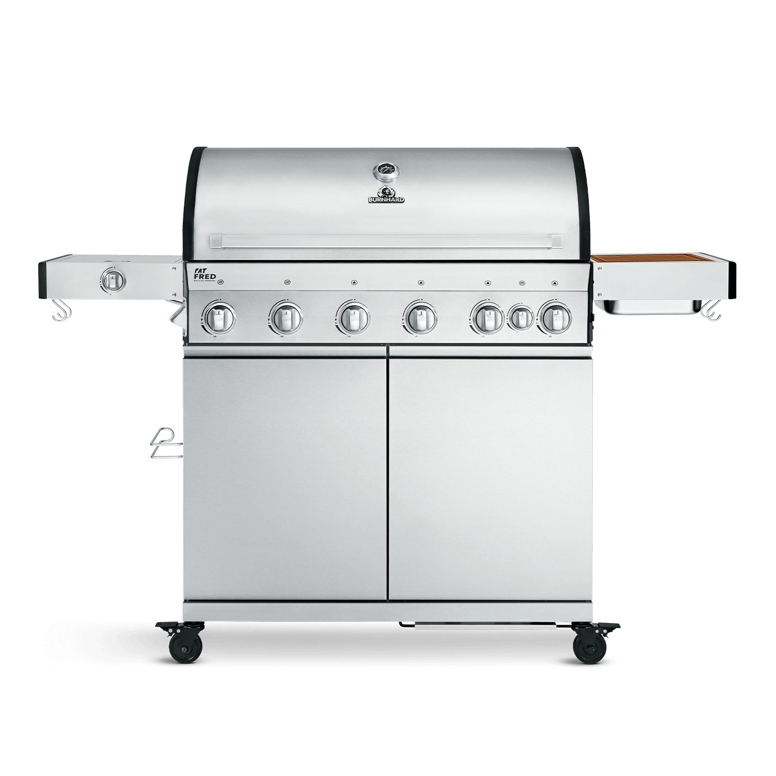 BURNHARD Gasgrill Fat Fred, 6-Brenner, 900 Grad Infrarot-Keramikbrenner, Heckbrenner, Series 3, 27,2 kW Grill 6 Brenner Edelstahl Deluxe