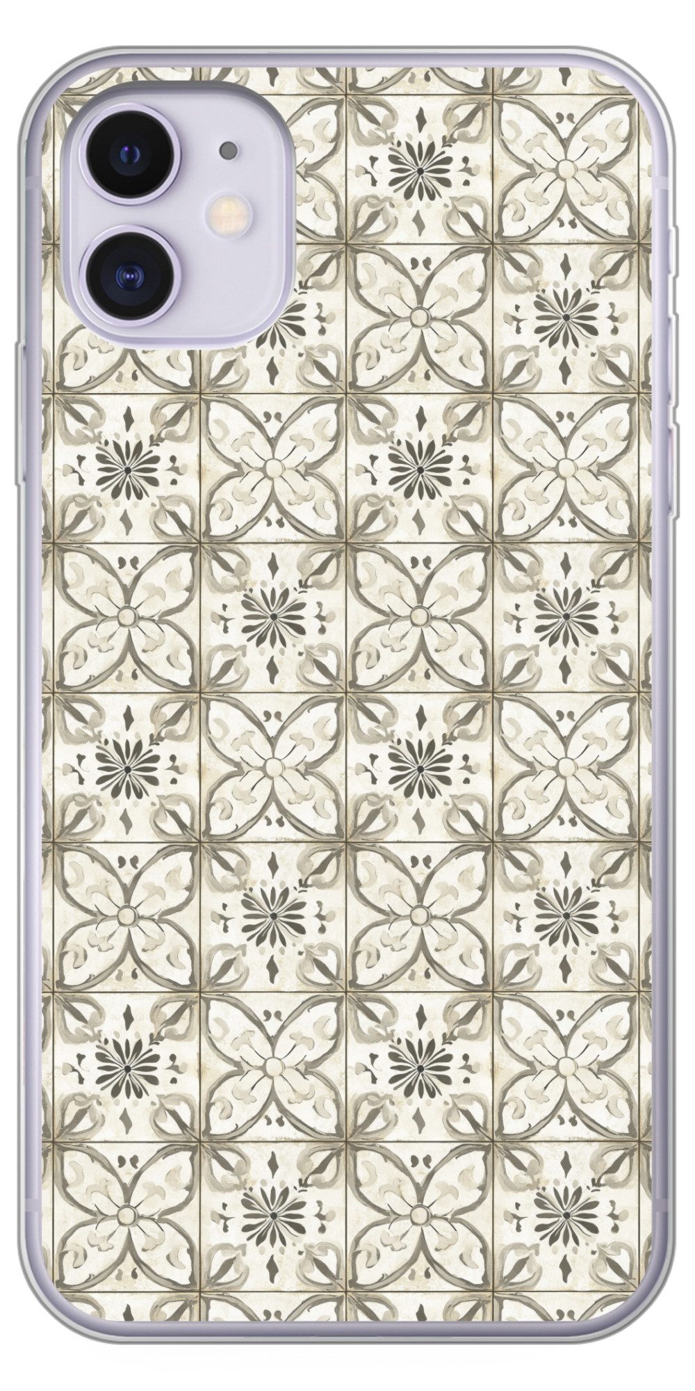 MuchoWow Handyhülle für Apple iPhone 11 Antik - Fliese - Beige, Smartphone-Bumper, Print, Handy Schutzhülle Dünn