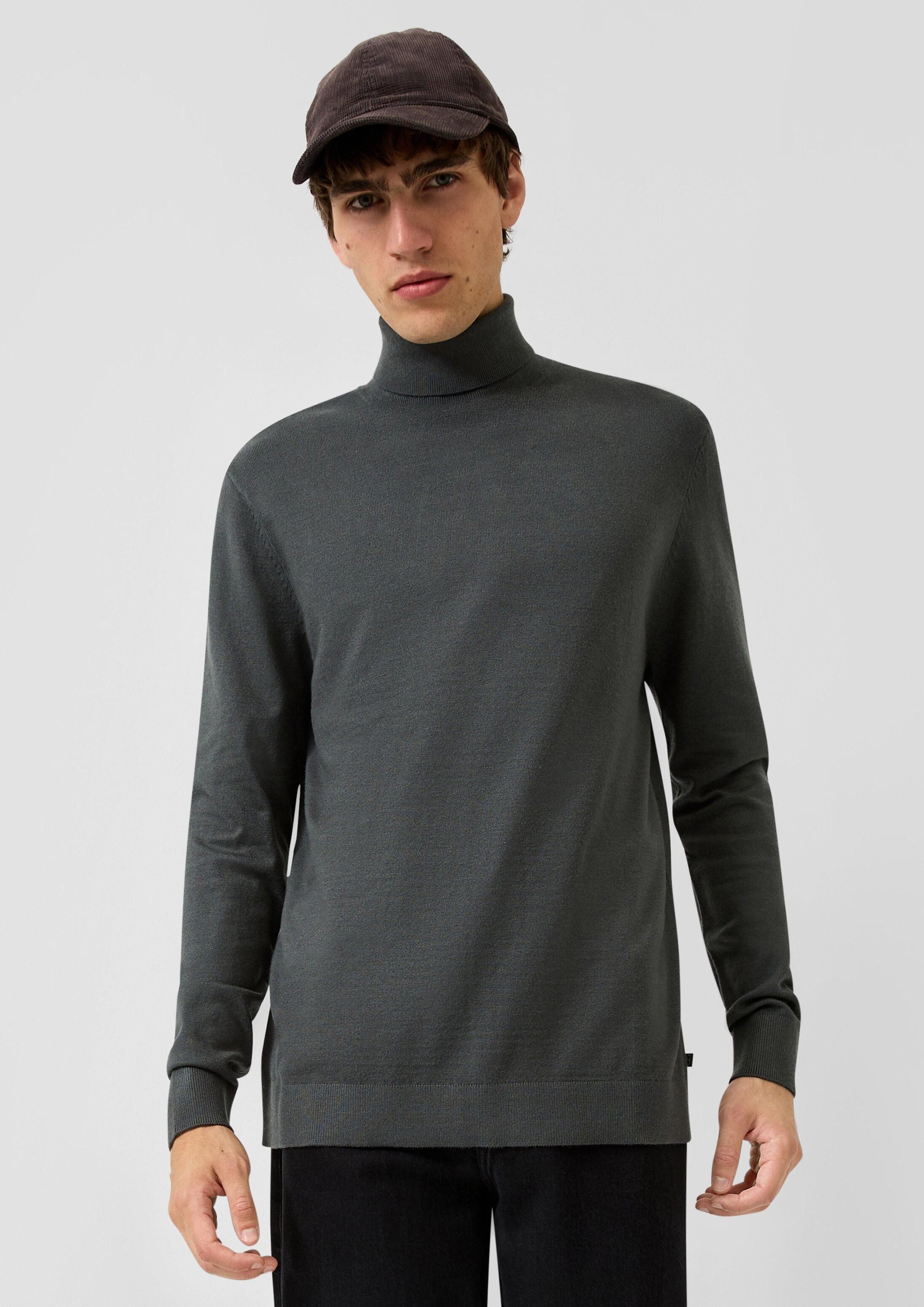 QS Longpullover Strickpullover Rollkragenpullover aus Feinstrick