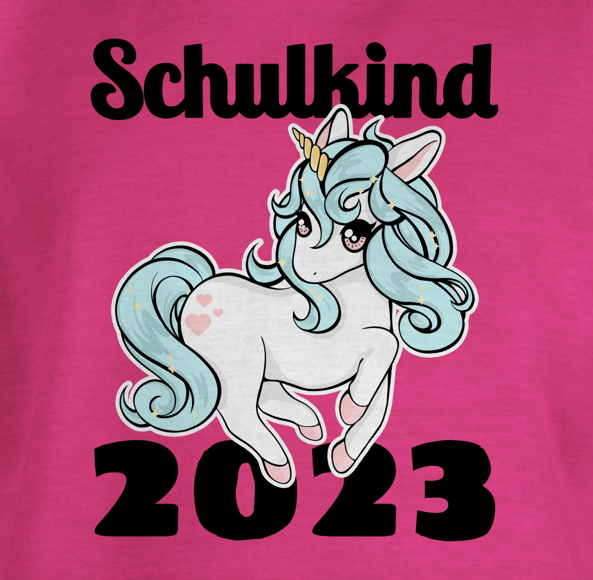 Einhorn Fuchsia Mädchen Schulkind T-Shirt 2023 Shirtracer 1 Einschulung