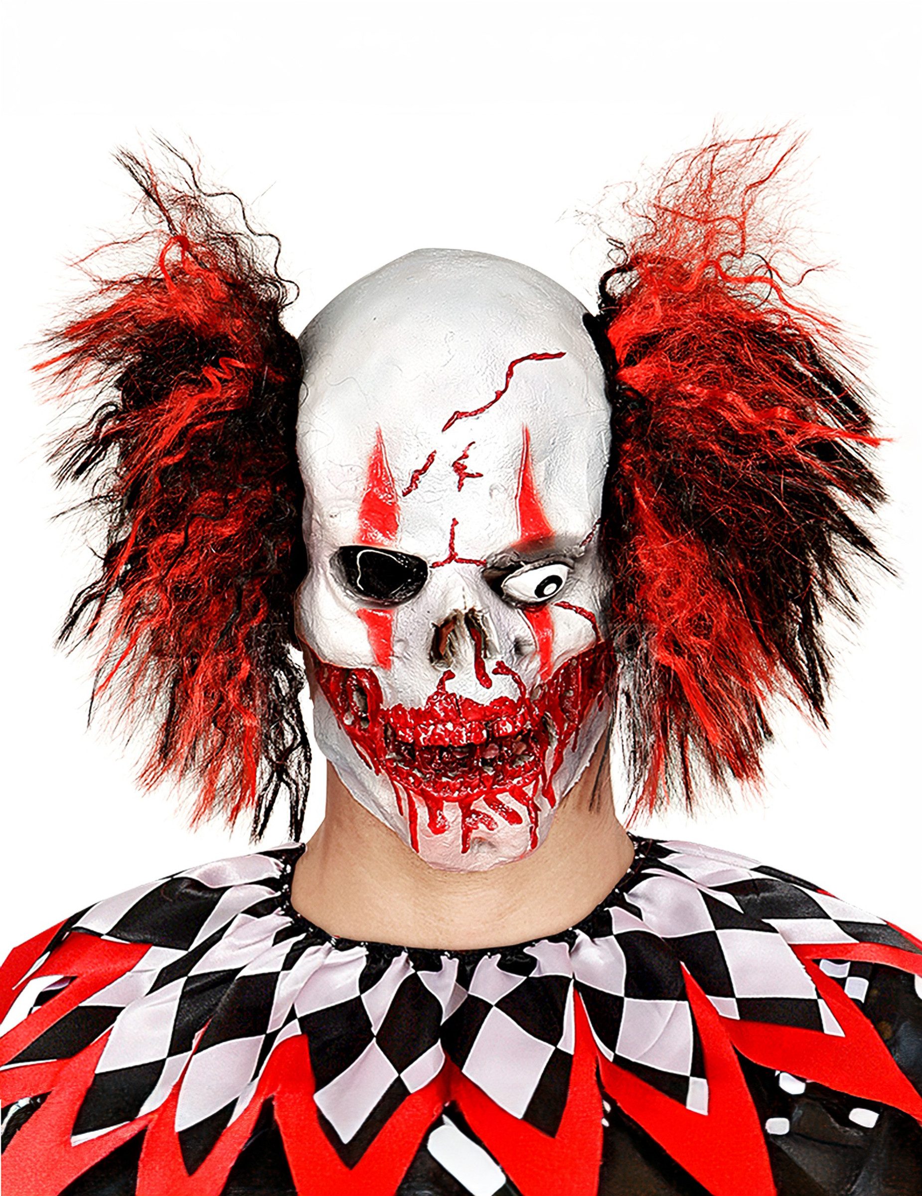 Kostüm Grauenhafte Horrorclown-Maske mit blutigverschmiertem Mund