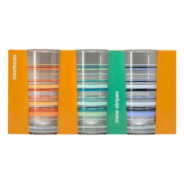 montana-Glas Becher :new stripes 3er Set, 280 ml, Kalk-Natron-Glas