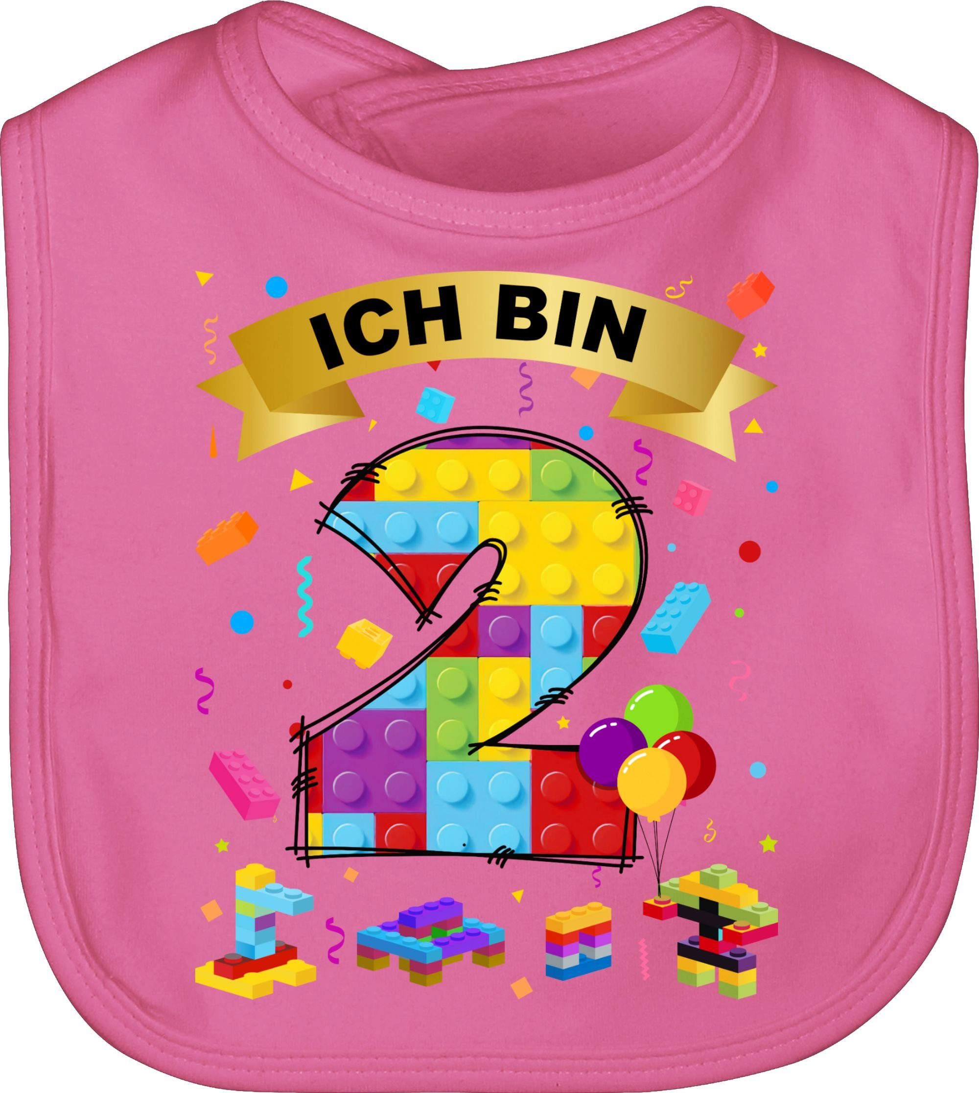 bin Ich 1 Shirtracer 2 Lätzchen Pink Bausteine, 2. Geburtstag