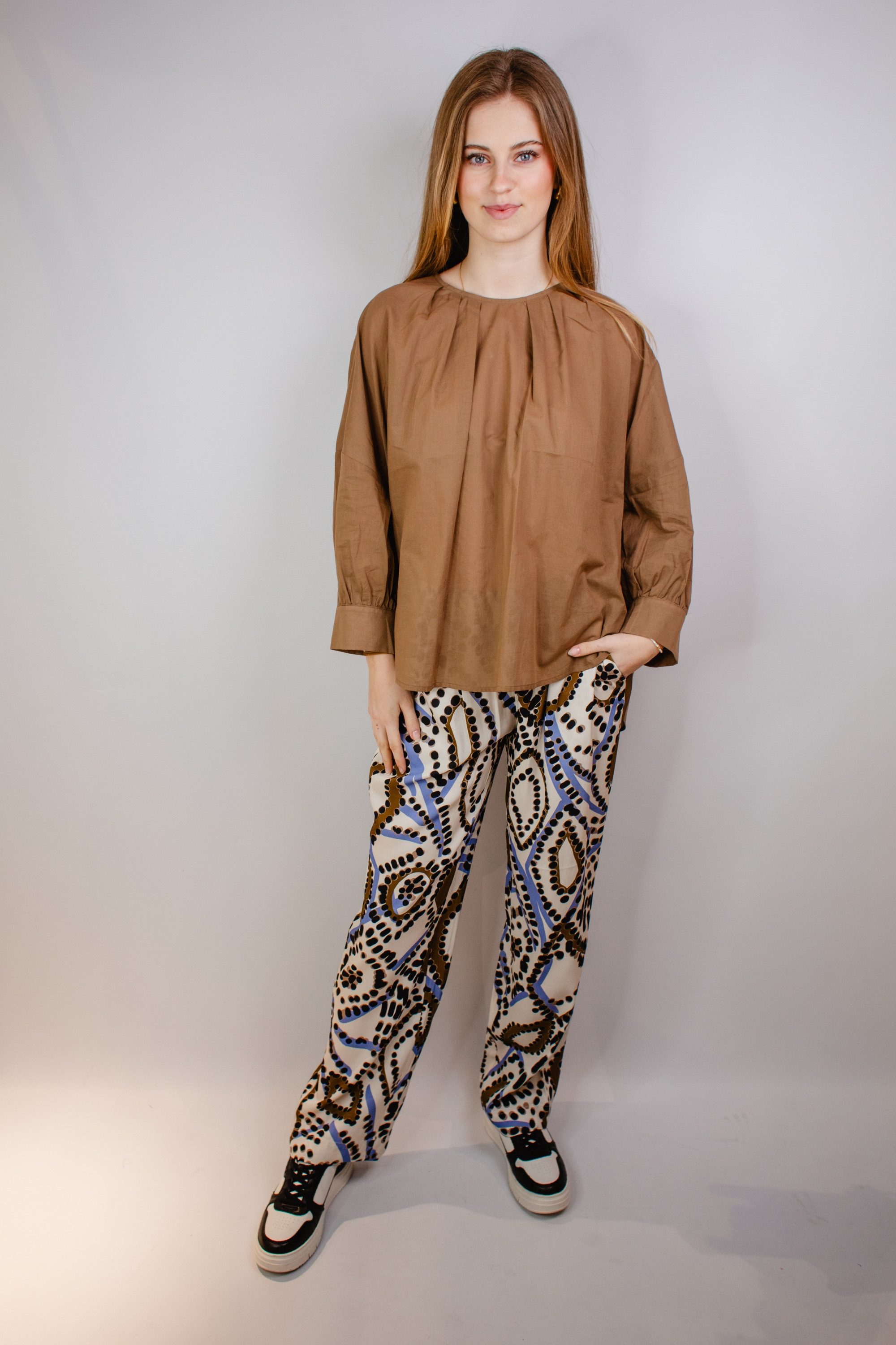 CATNOIR 5-Pocket-Jeans Hose CATNOIR creme gemustert