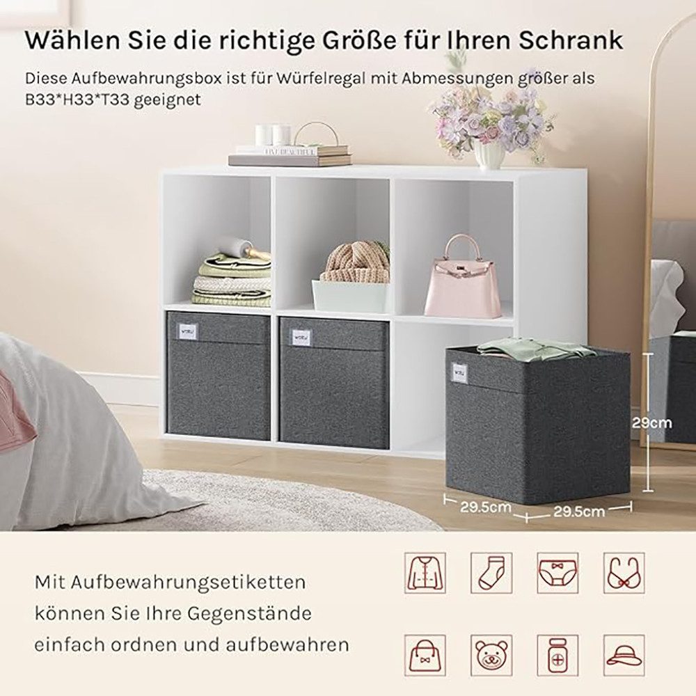 Woltu Aufbewahrungsbox (5 St), mit Griffen, Stoffbox Aufbewahrung, Regal Einsatz, Dunkelgrau