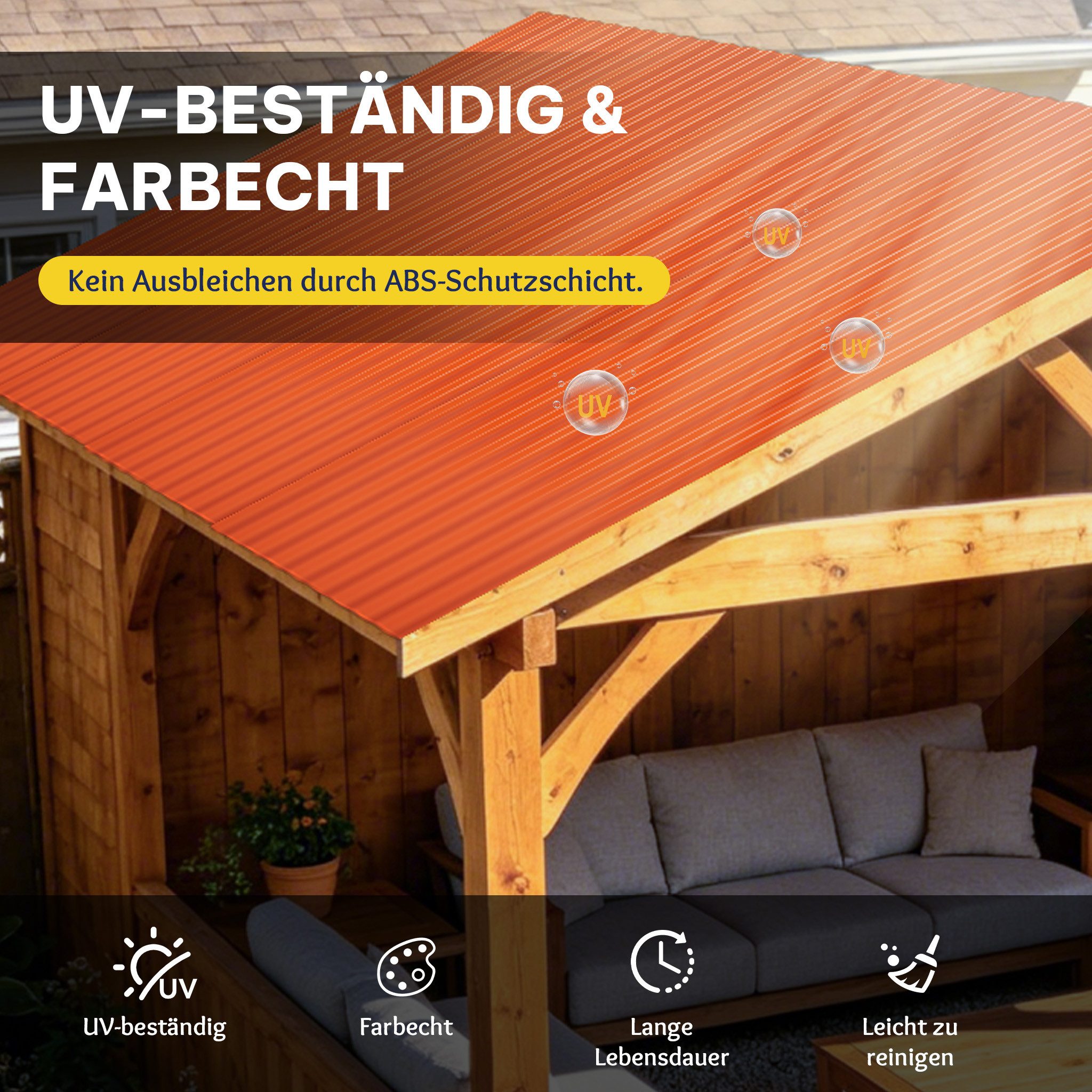 Thanaddo Trapezblech 22-teiliges Set aus trapezförmigen PVC-Wellplatten - 10,12 m² – Bild 5 von 5