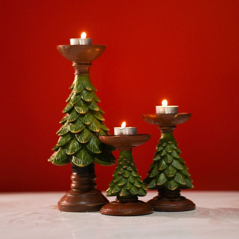 (Vintage Weihnachtsbaum Kerzenständer Harzhandwerk Skulptur Grün SIKAINI Tischdekoration), Dekorationsstück,