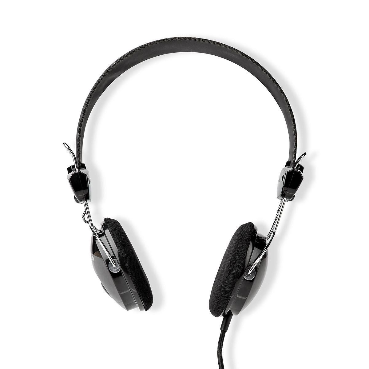 Nedis HPWD1104BK Over-Ear-Kopfhörer (Höhenverstellung, Klarer Klang, weiche Ohrpolster, verstellbar, geflochtenes Kabel)