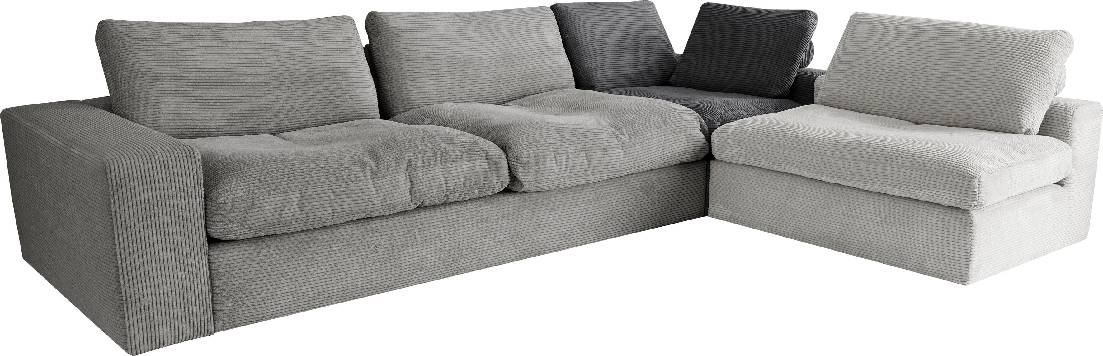 alina Ecksofa Sandy, mit losen Sitz und Rückenkissen, in modernem Cordstoff