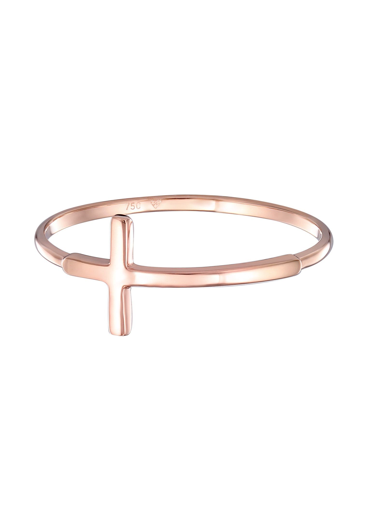 Roségold Basic 750 Symbol Bandring Kreuz Modern Premium Elli Fingerring