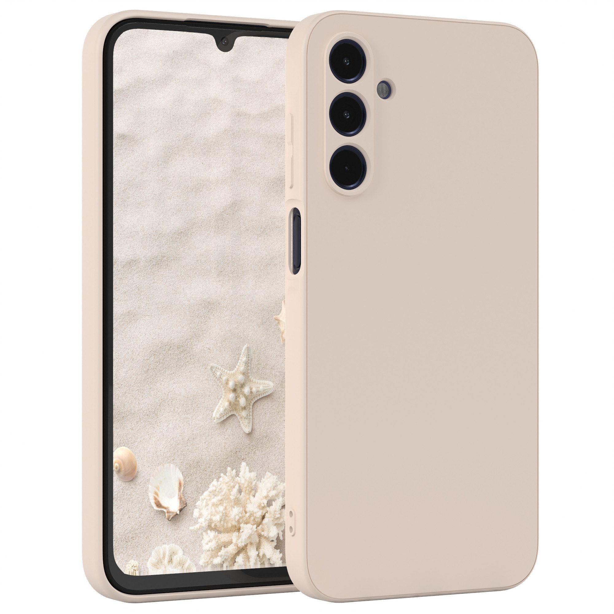 EAZY CASE Handyhülle für Samsung Galaxy A15 5G Hülle Silikon 6,5 Zoll, Bumper Case Matt Slimcover Silikonschutzhülle elastisch Taupe / Beige