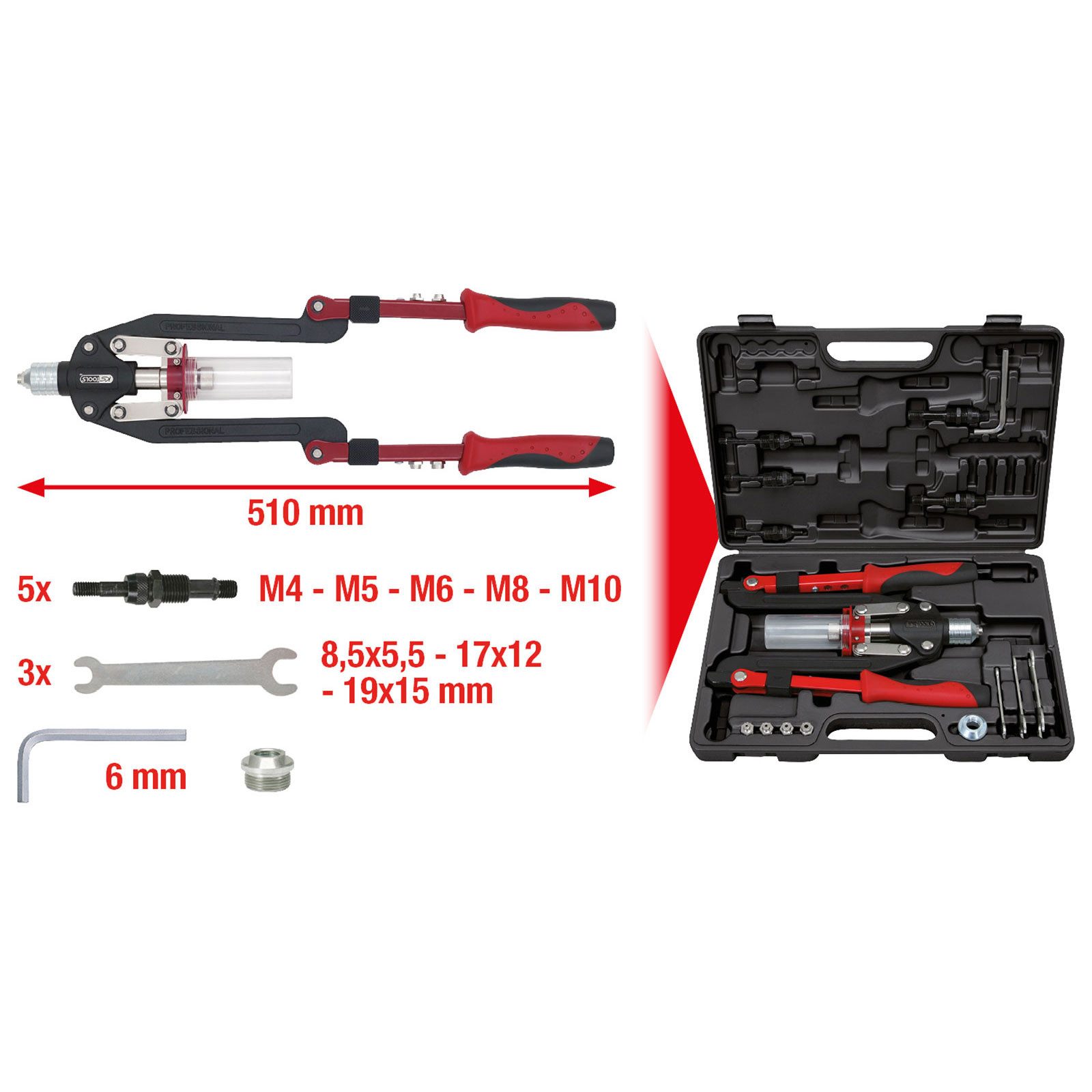 Thumbnail - KS Tools Drehmomentschlüssel KS TOOLS Universal-Nietzangen-Satz 17tlg. - 150.9630