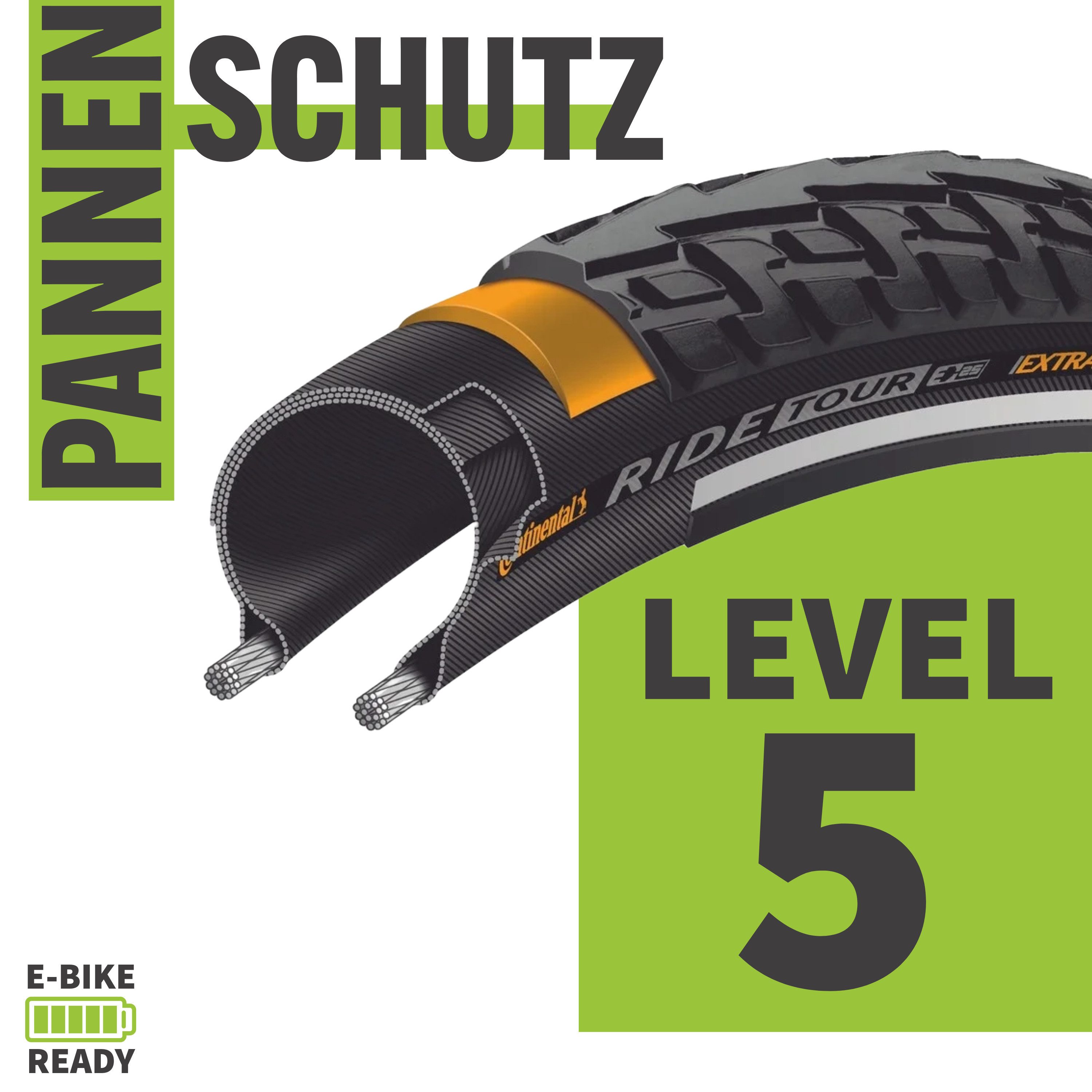 MSZweirad Fahrradreifen 2x Continental Reifen Ride Tour Reflex 28x1,60 (42-622)+ DV + Heber