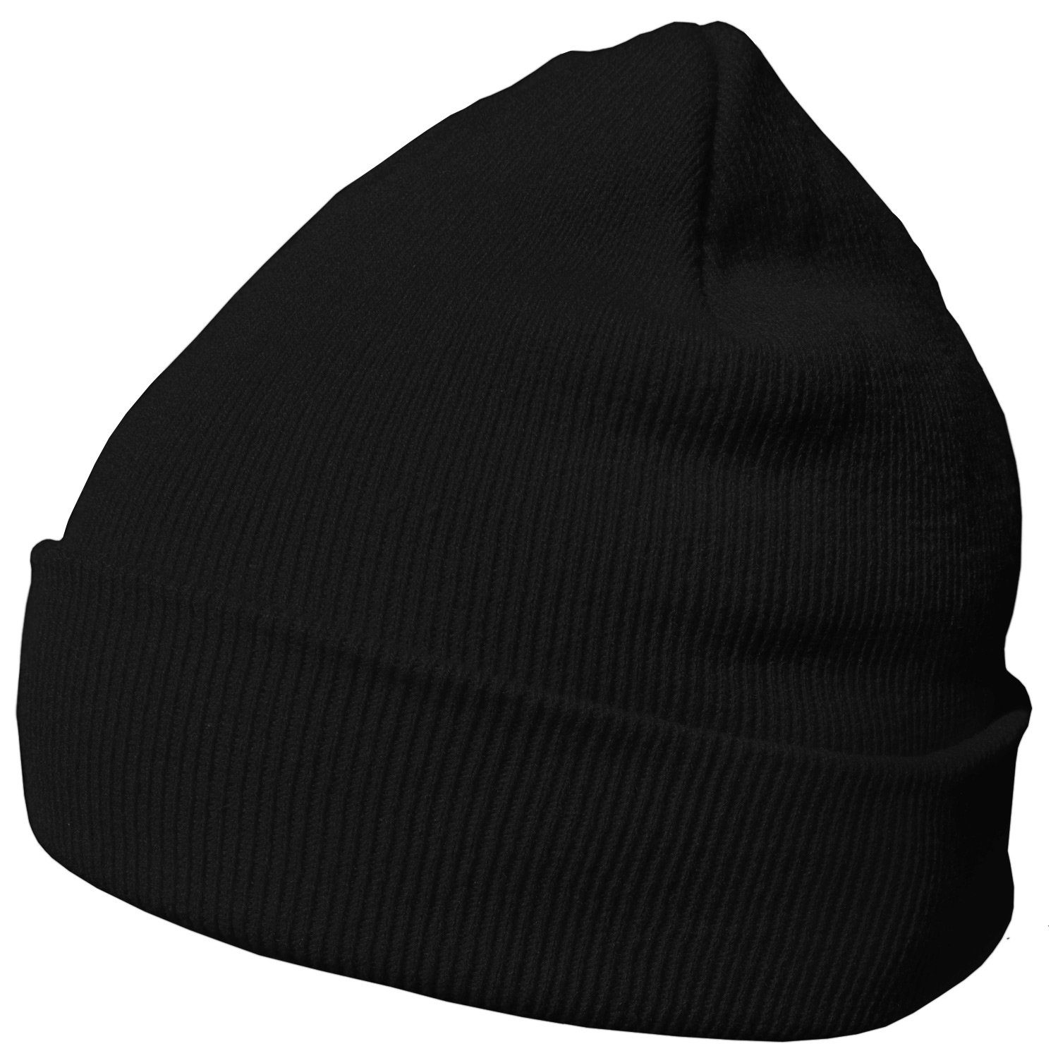 klassisches DonDon Design, Krempe Mütze (Packung, Beanie Beanie mit schwarz 1-St) Wintermütze,