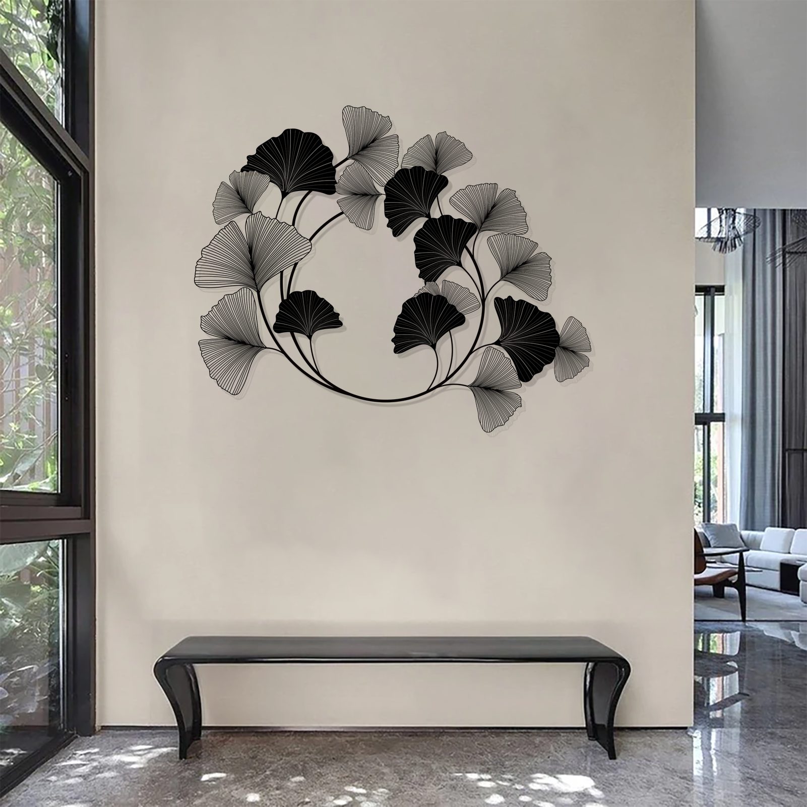 Jumpeak Wanddekoobjekt Dreidimensionaler Ginkgo biloba Metall Wandschmuck, günstig online kaufen