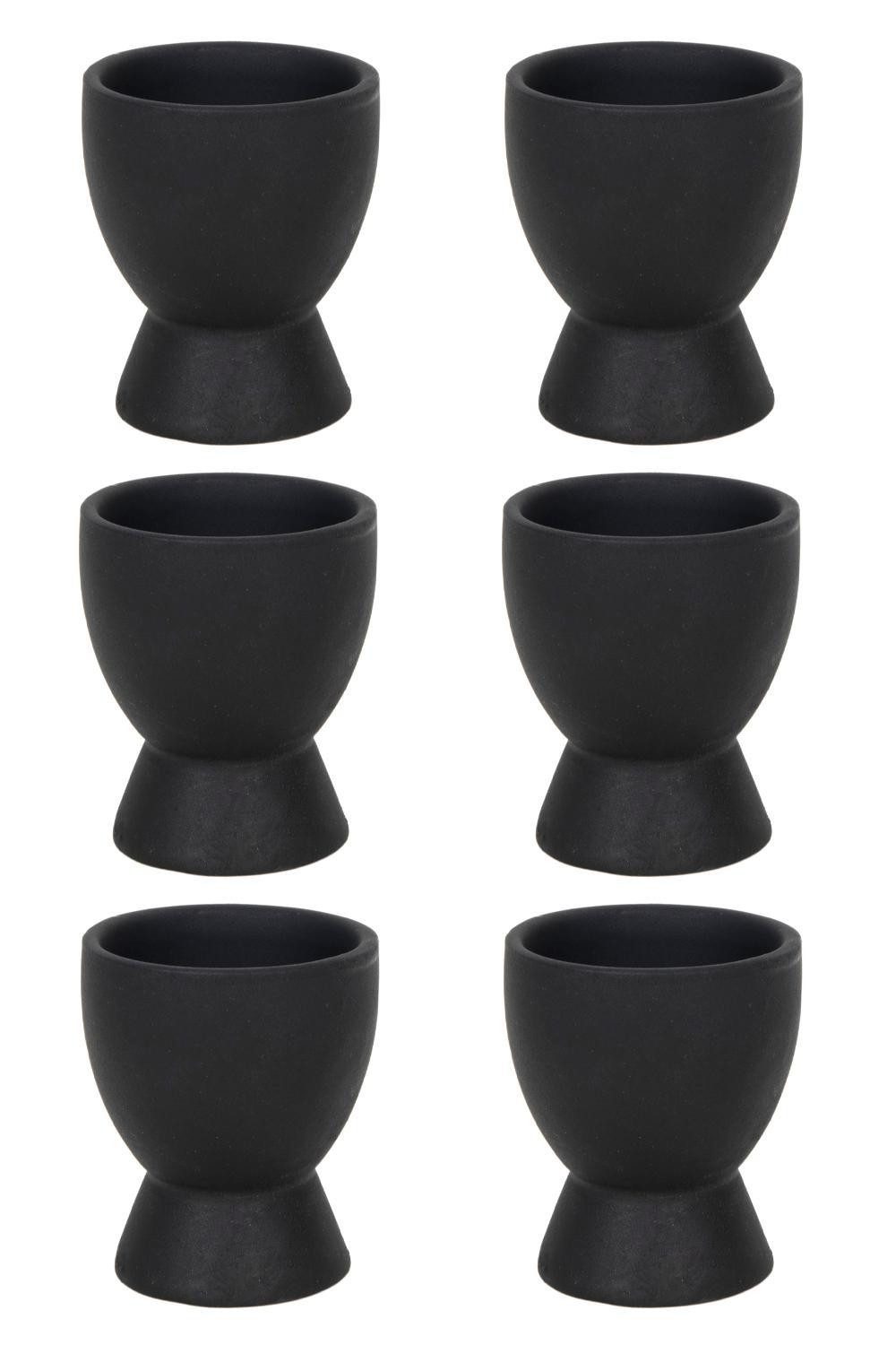 HIT Trading Подставки для яиц BRUNCH, Ø 6 cm, H 8 cm, Schwarz matt, (Set, 6-tlg), Steingut