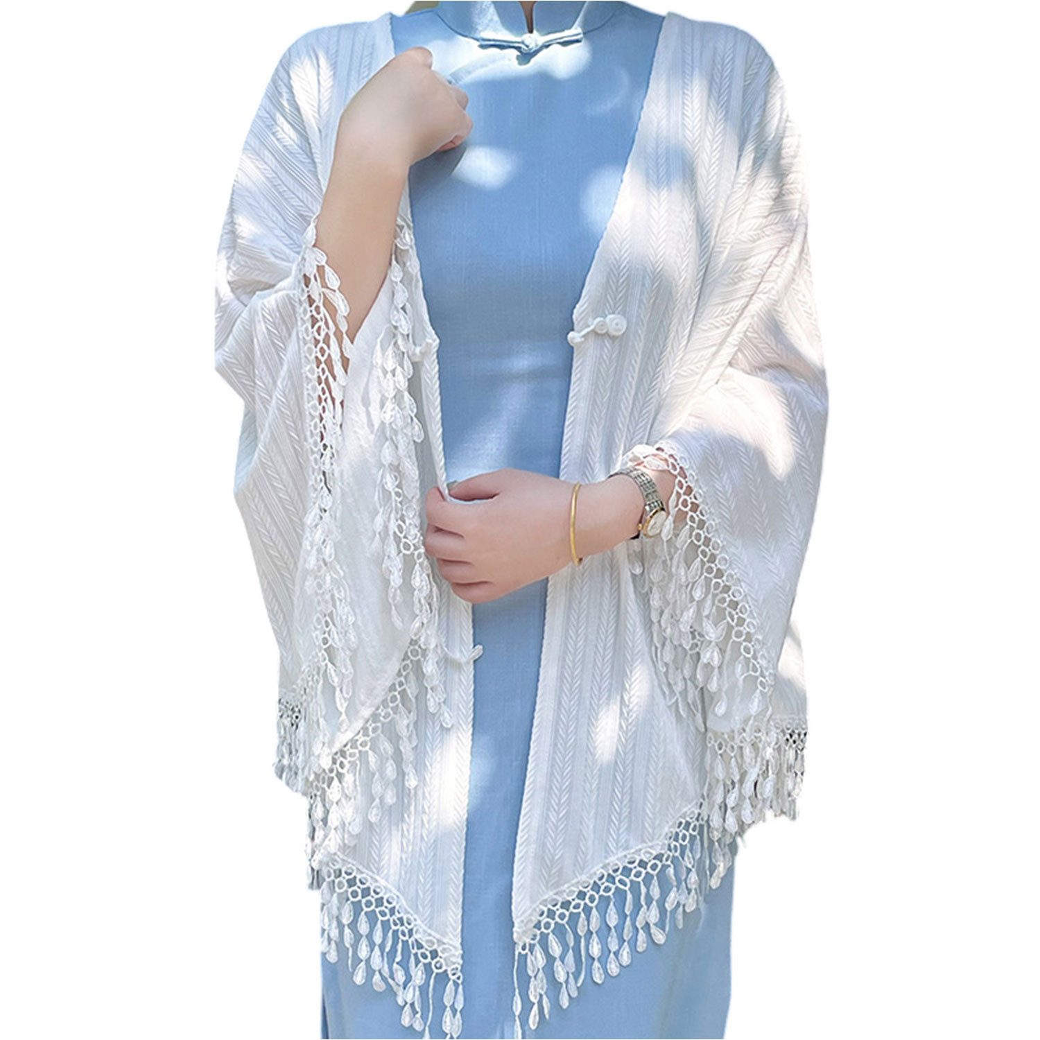 Schal Damen Böhmen Abendkleider Weiches Cardigan Cape Poncho mit Quasten