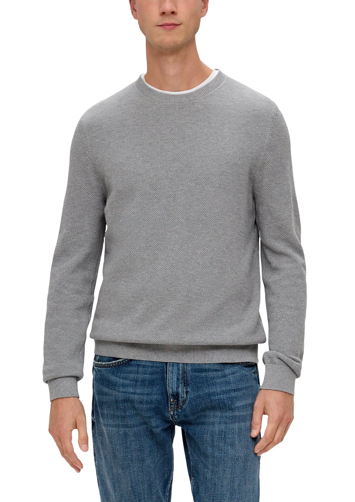 s.Oliver Strickpullover mit Crew-Neck grey/black