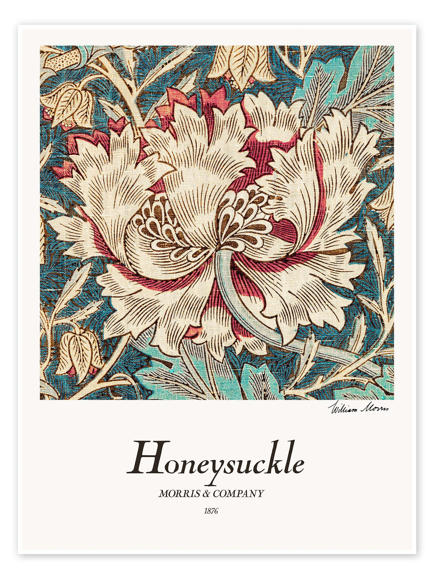 Posterlounge Wandbild Honeysuckle, William Morris, erhältlich als Poster, Leinwandbild, Wandsticker oder Acrylglasbild