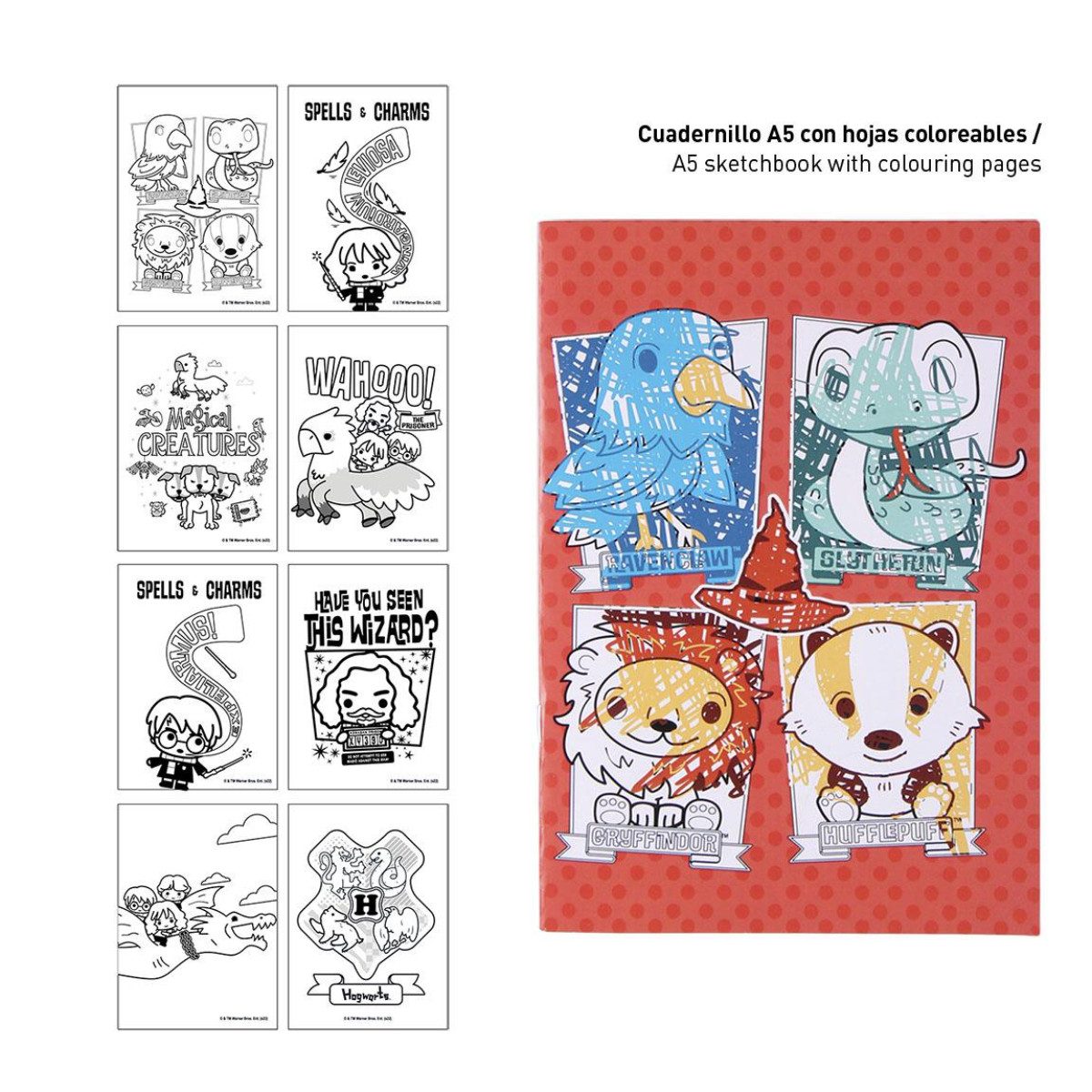 Cerda Malvorlage Harry Potter Ausmal-Set Schreibwaren-Set für kreative Kinder (Mal- und Schreibset, 8-St., Kreativset für Kinder), Ausmalbares Set