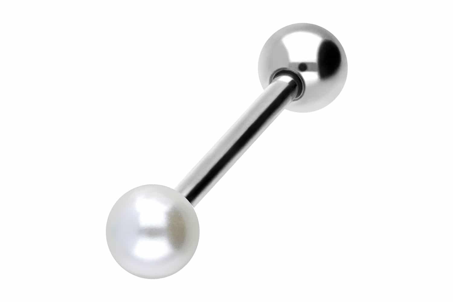 PIERCINGLINE Brustwarzenpiercing Chirurgenstahl Barbell SYNTHETISCHE PERLE + CHIRURGENSTAHL-KUGEL (Barbells, 1-tlg)