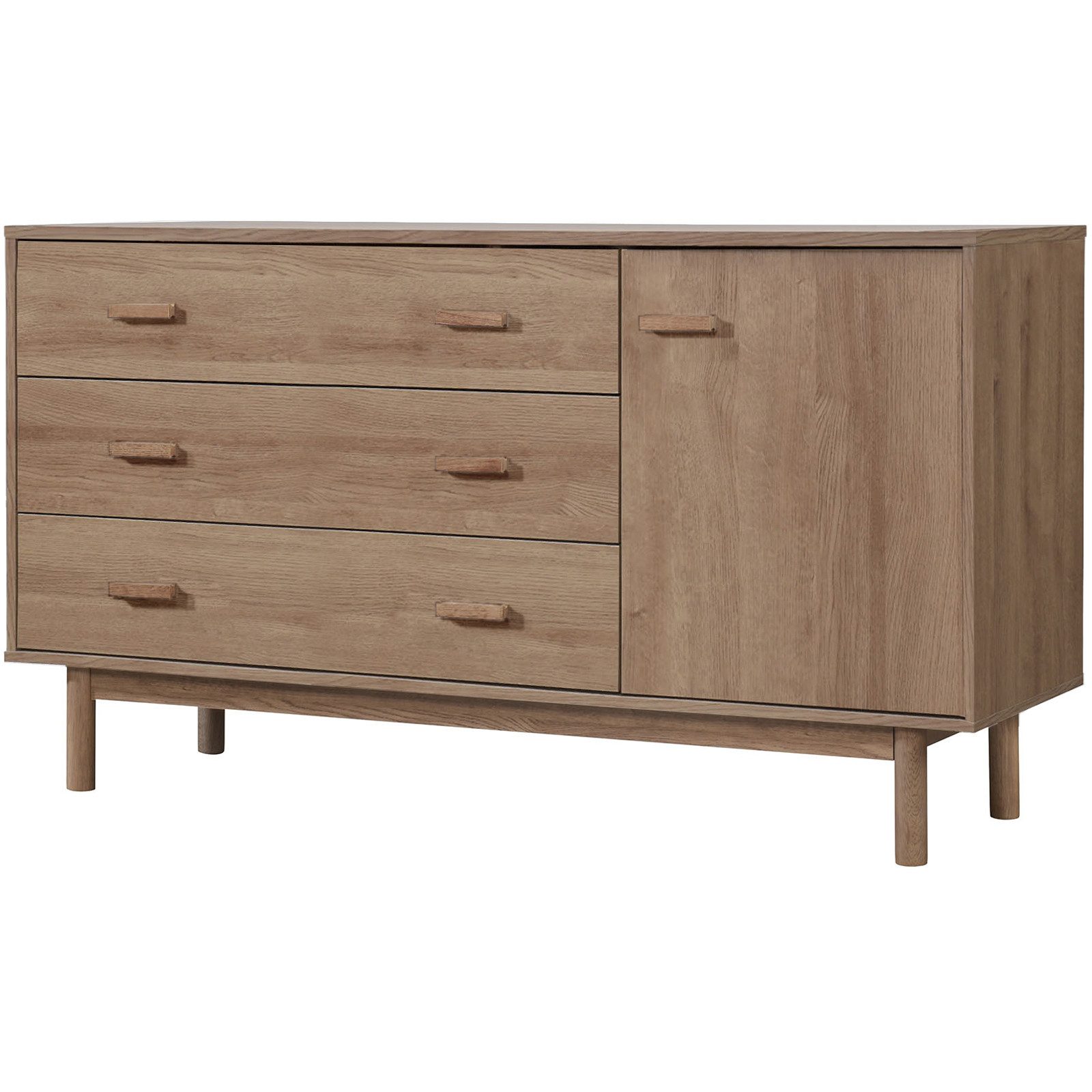 loft24 Sideboard Mason, Anrichte, 3 Schubladen, 1 Tür, MDF, Holzoptik, Breite 144 cm